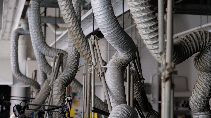 Ventilation ductwork installed in a ceiling