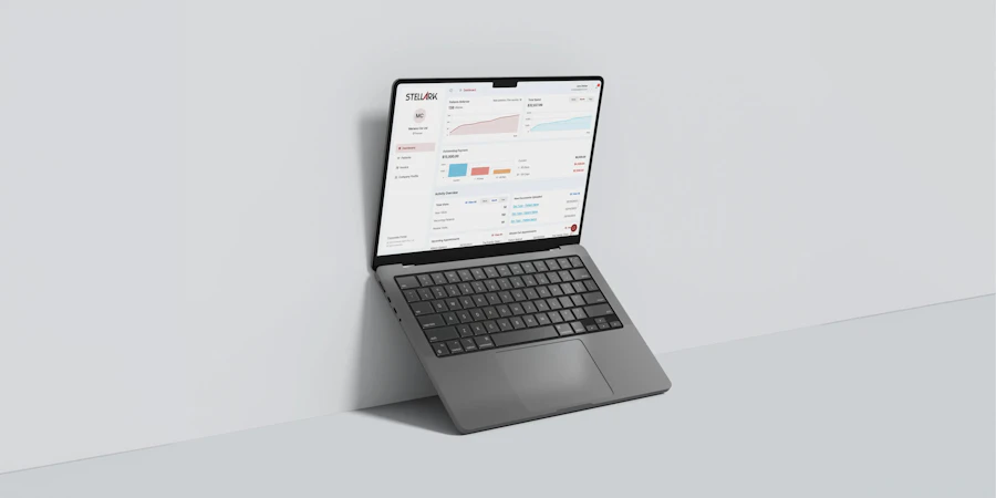 Laptop displaying a modern business dashboard
