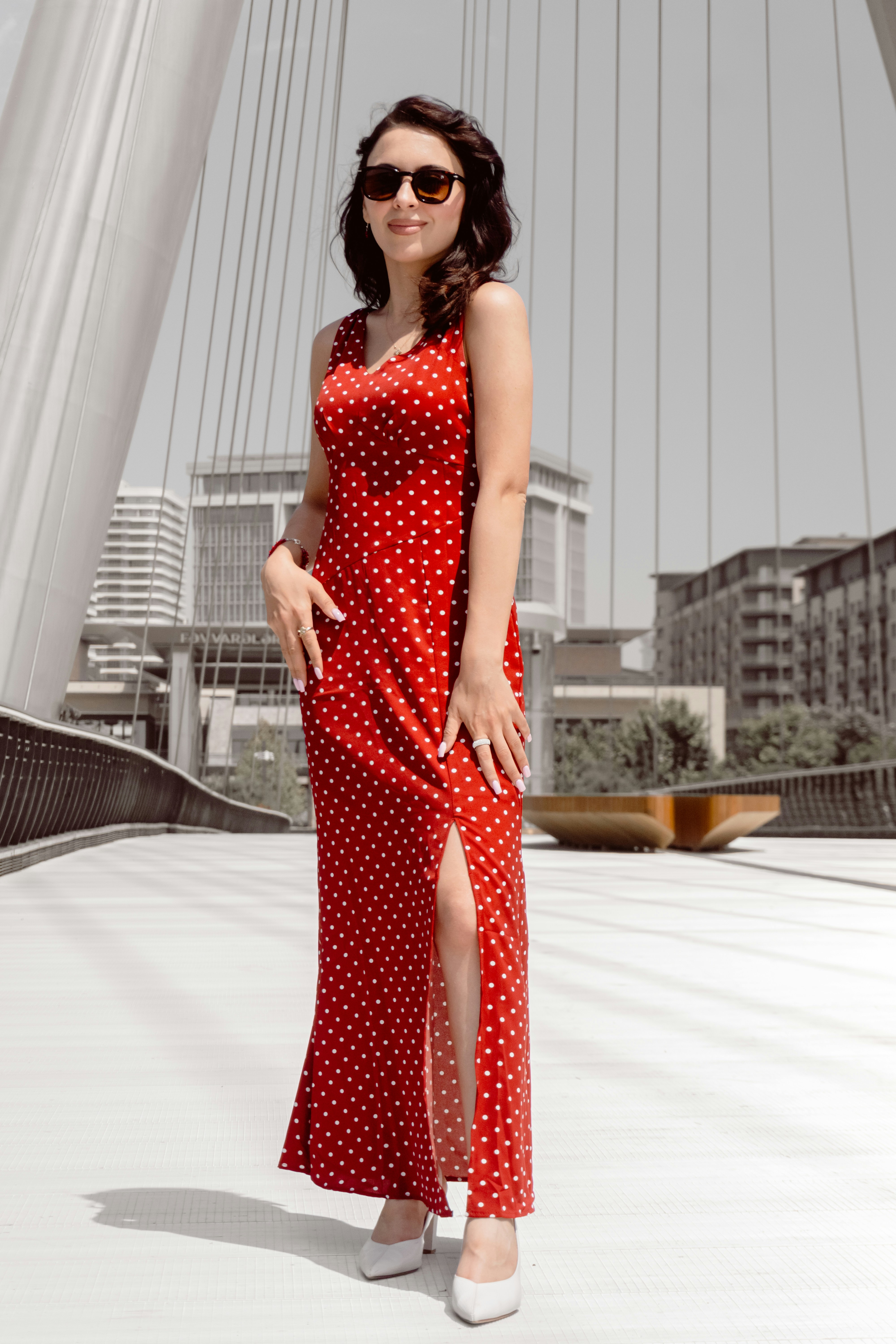 Clara Polka Day Dress in Red Dot