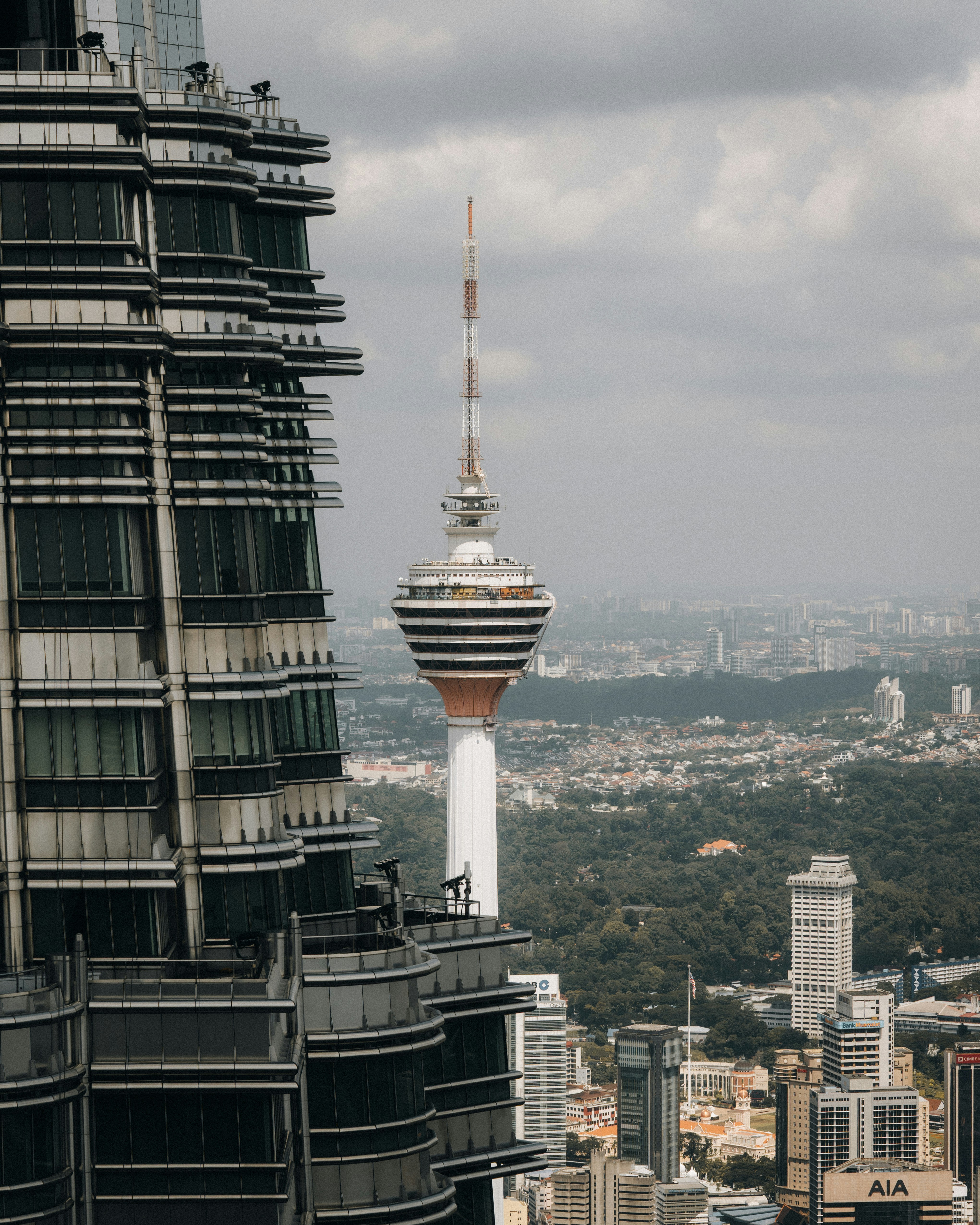 The Menara Kuala Lumpur tower rising above the city skyline in Kuala Lumpur