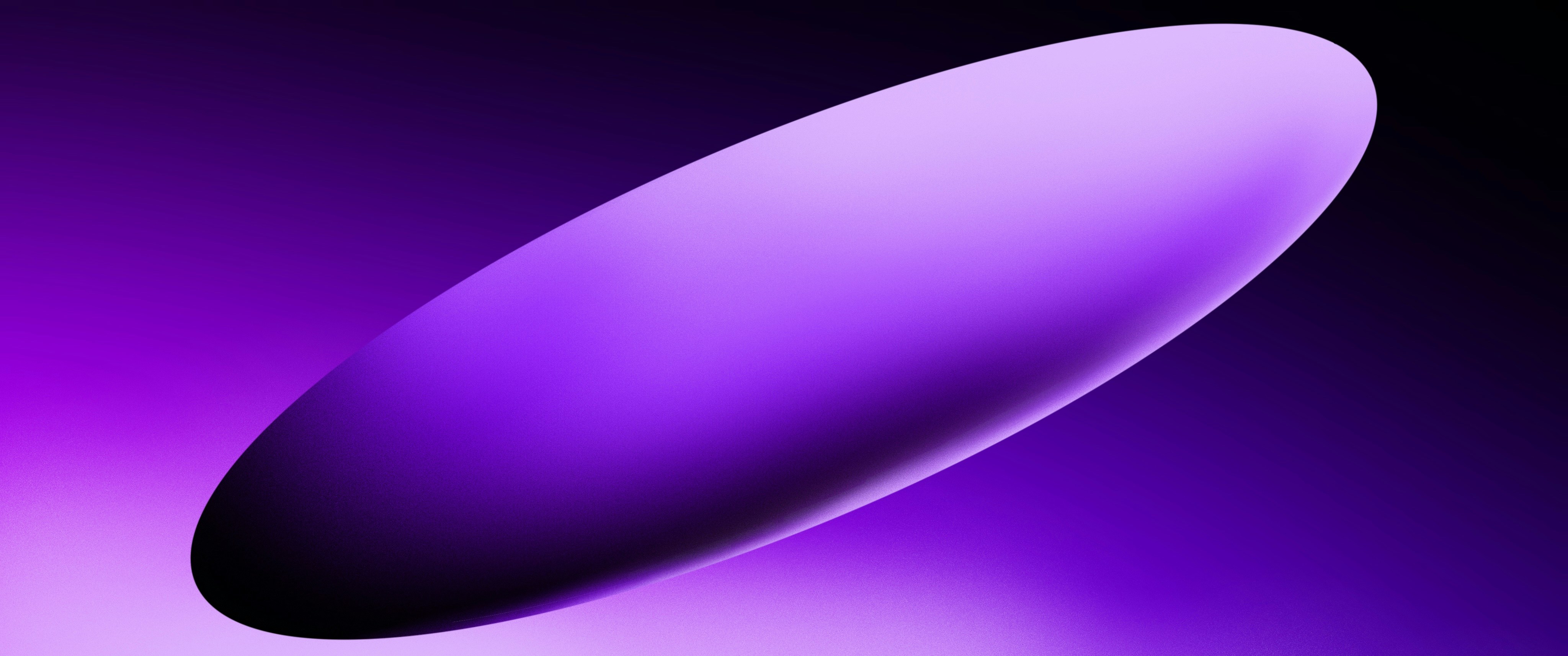 A dark purple oval shape floating against a lighter purple gradient background
