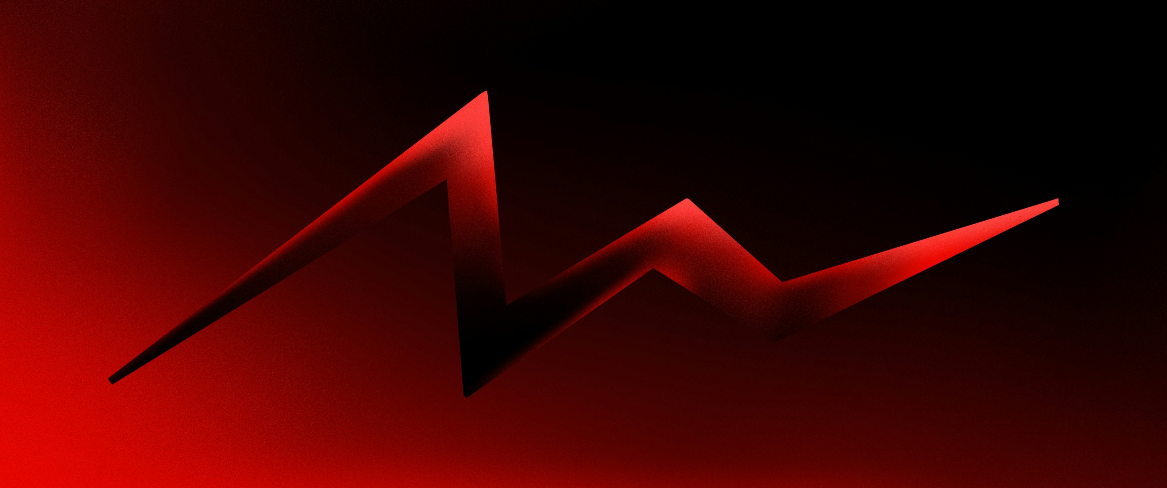 A sharp red zigzag line against a dark black gradient background