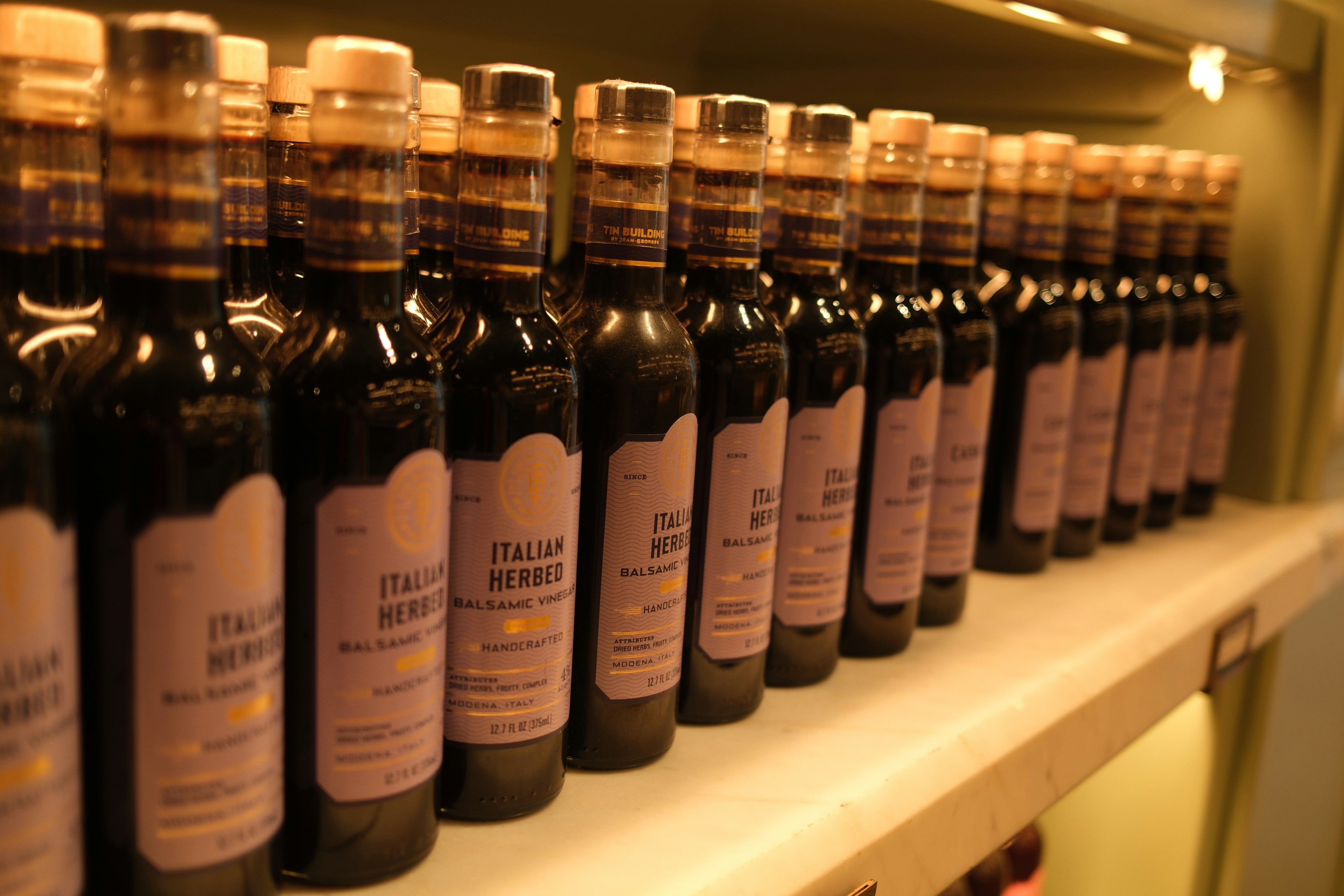 balsamic vinegar bottles closeup