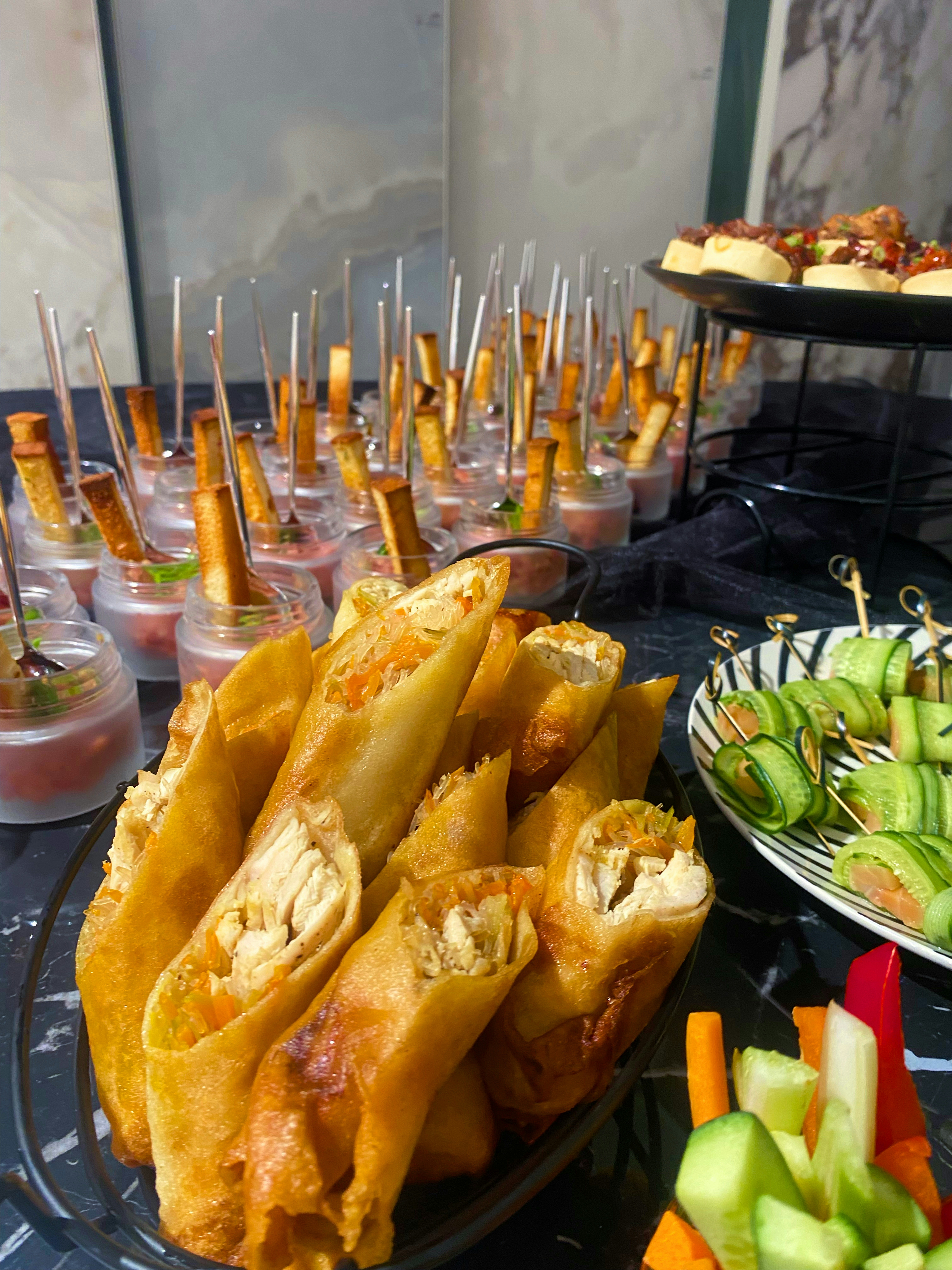 Exquisite gourmet catering spreads, artisanal finger foods, and live on-site chef cuisine prepared for private and corporate events across Israel by Culinarissimo Catering.