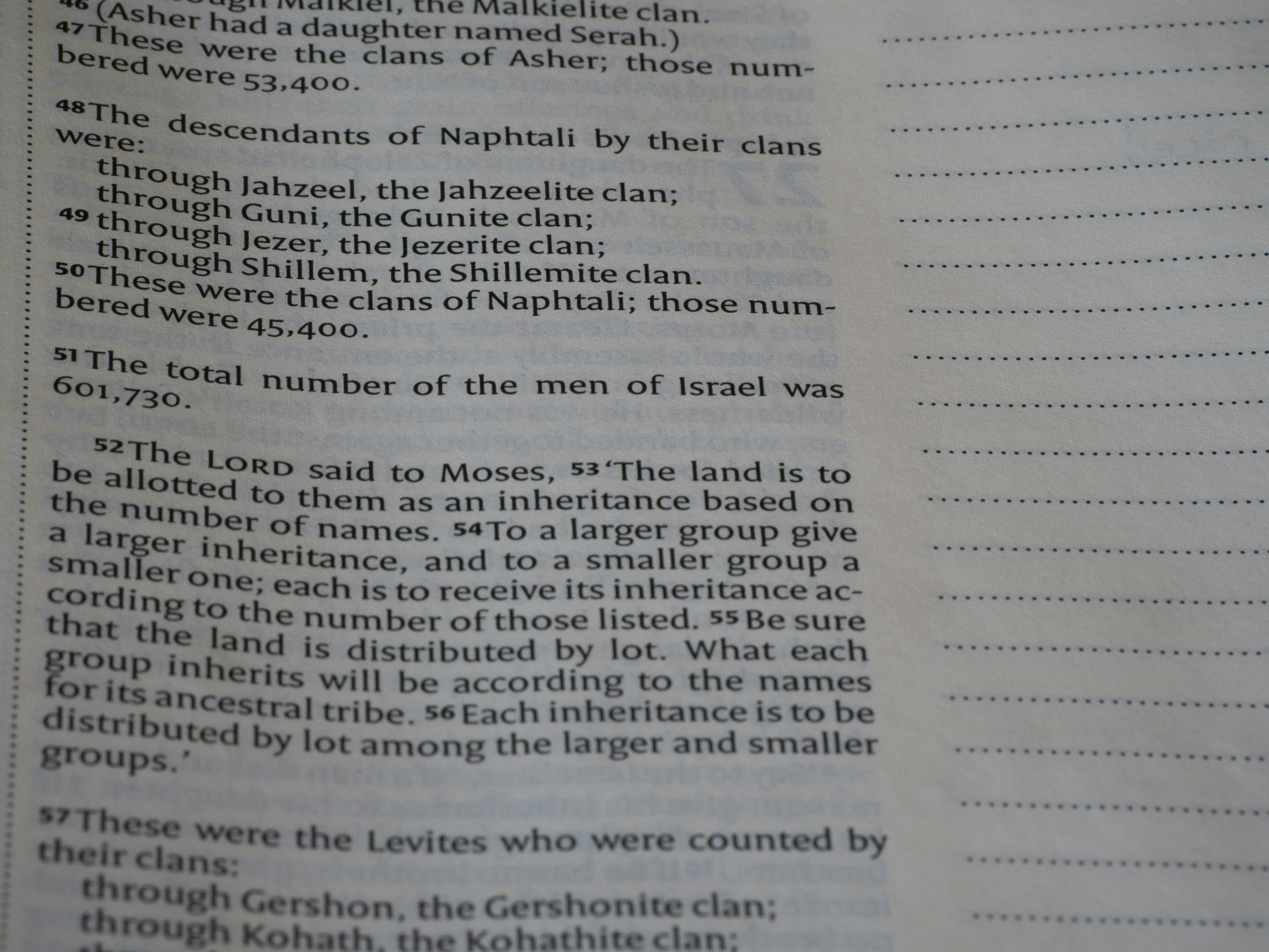A page of printed text from a book with numbered verses and dotted lines