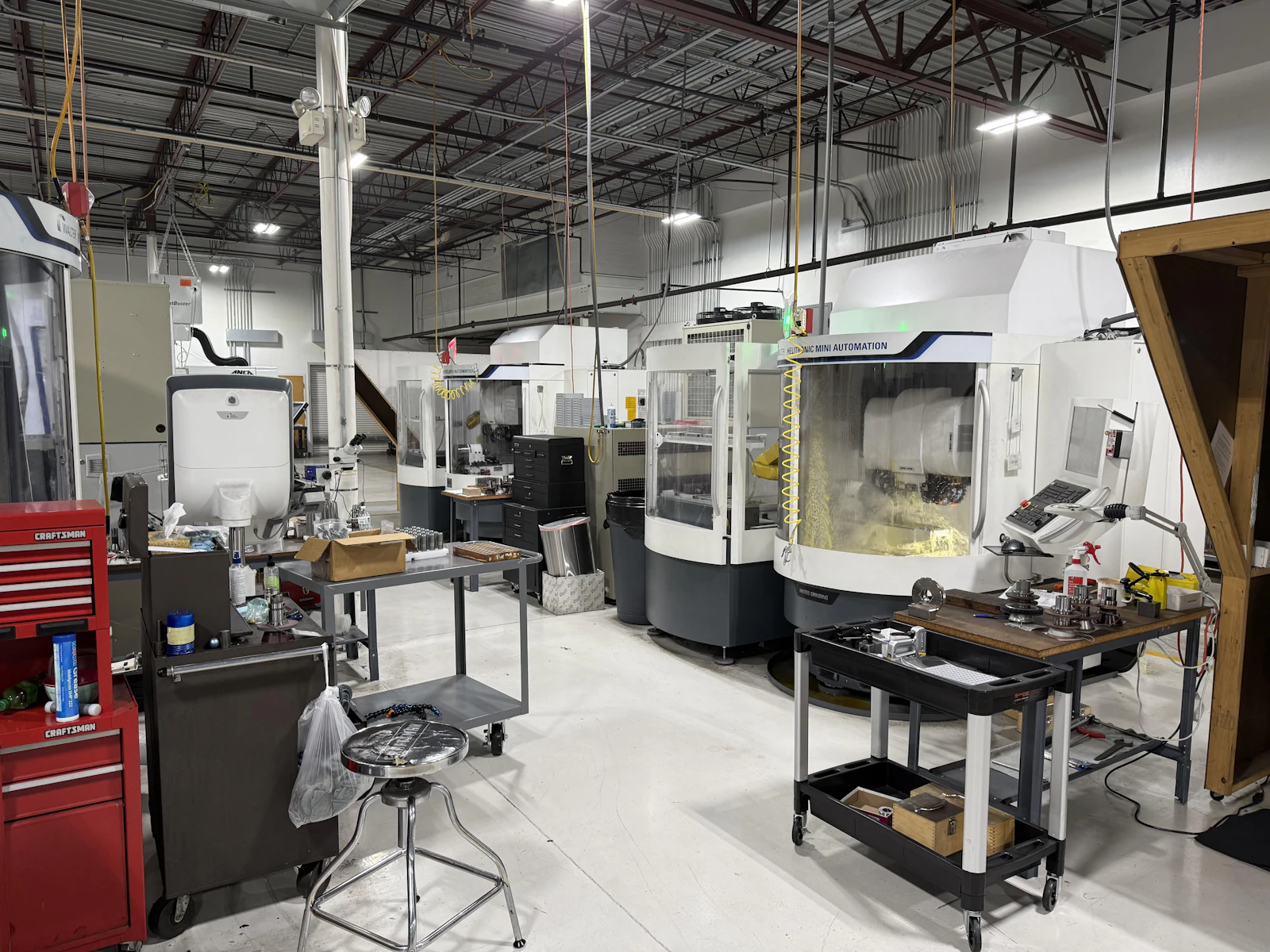 CNC machining centres on a bright shop floor