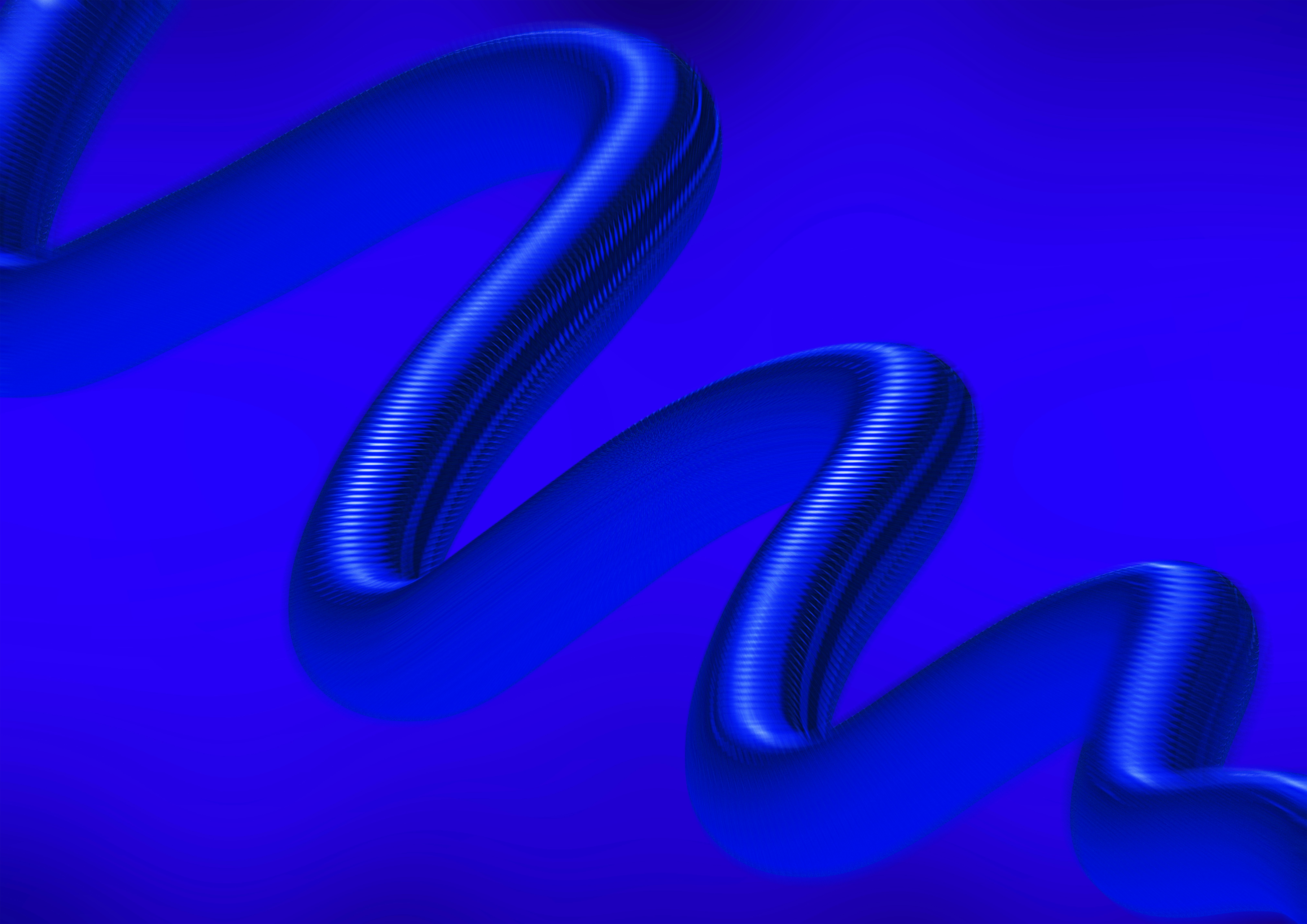 A glossy blue wavy tube against a matching blue background