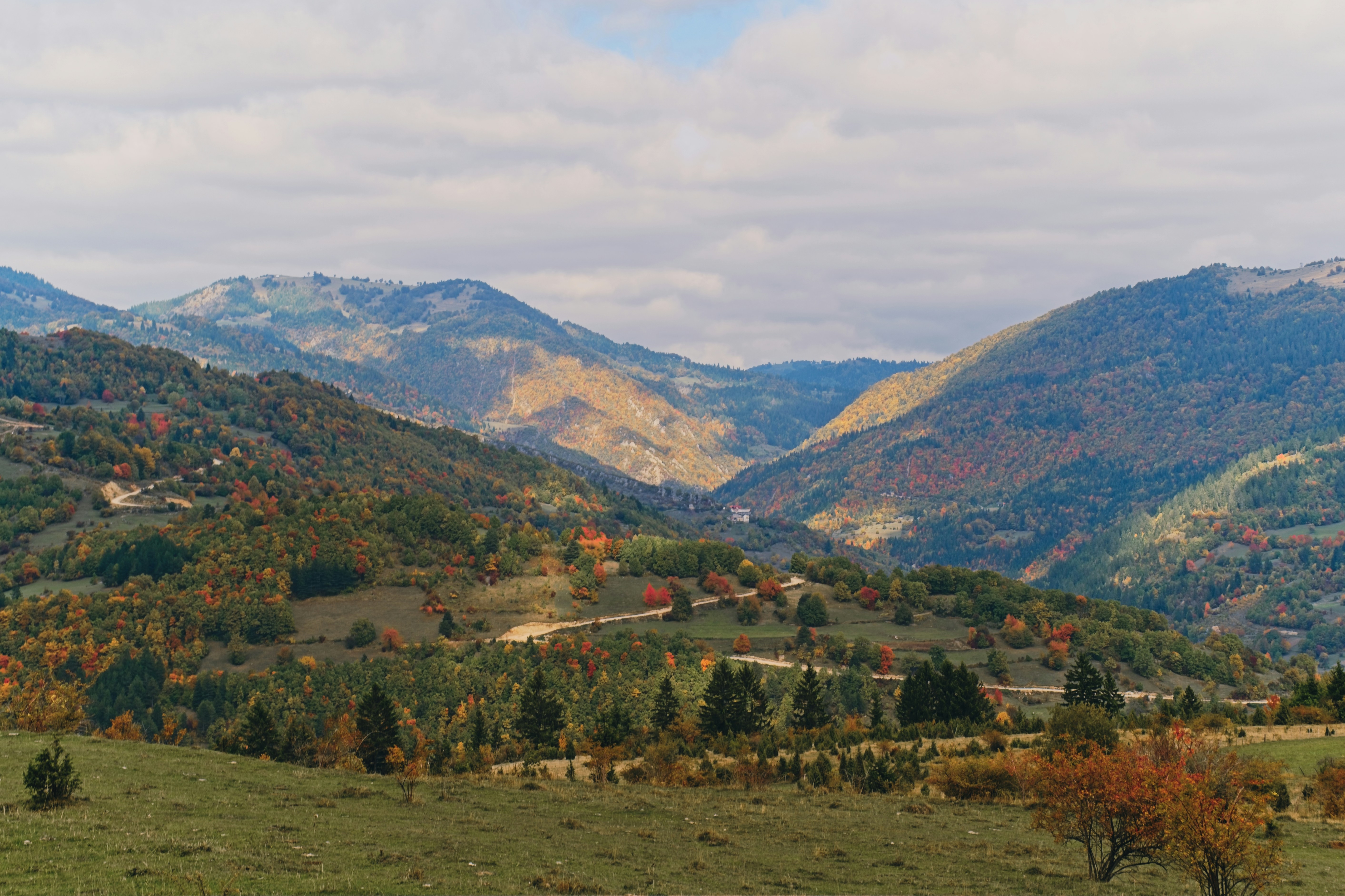 Autumn mountain scenery typical of Gilmer County's North Georgia orchard and cabin country.