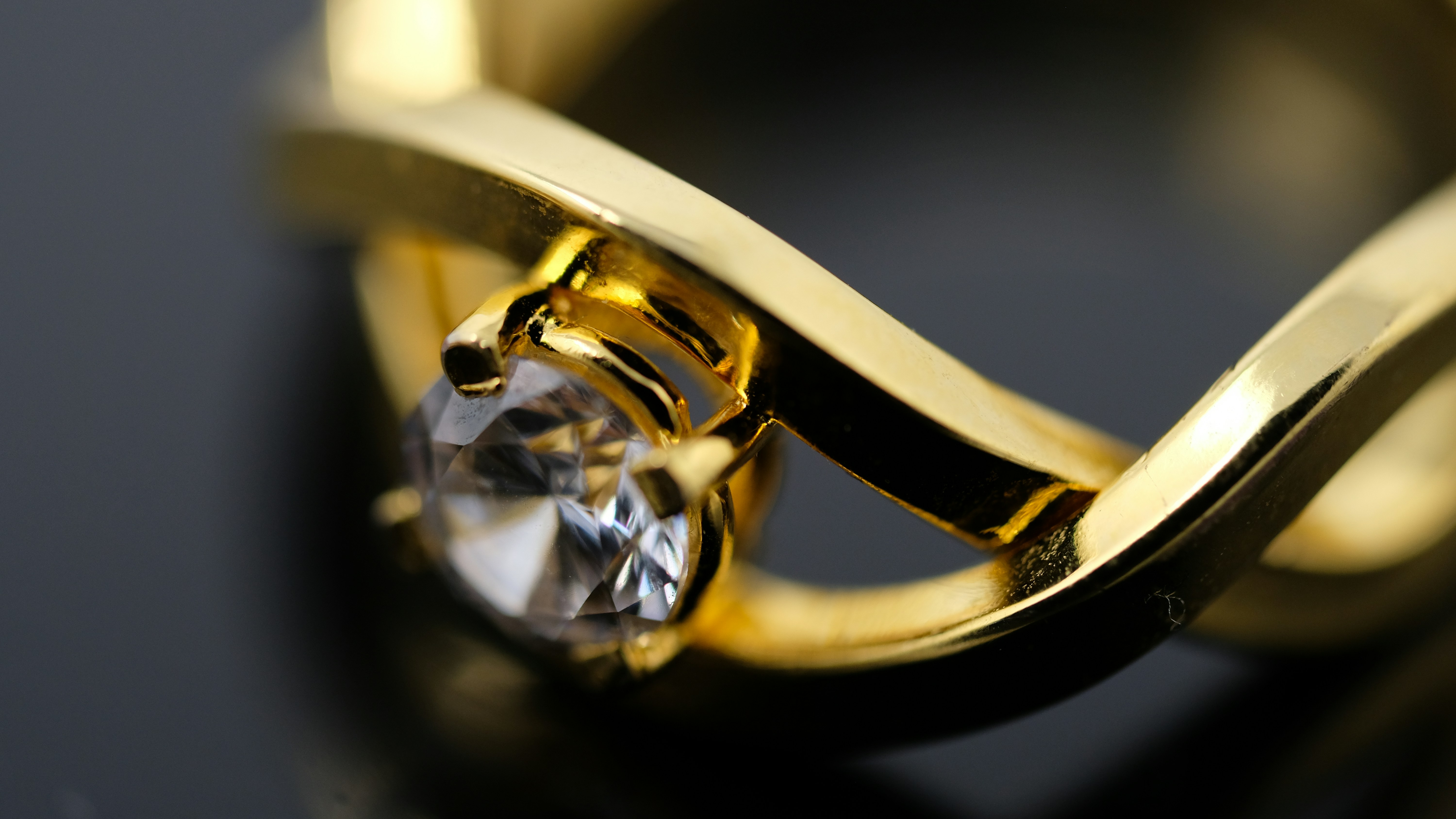 Solstice Ring, macro of a gold ring with a single gemstone