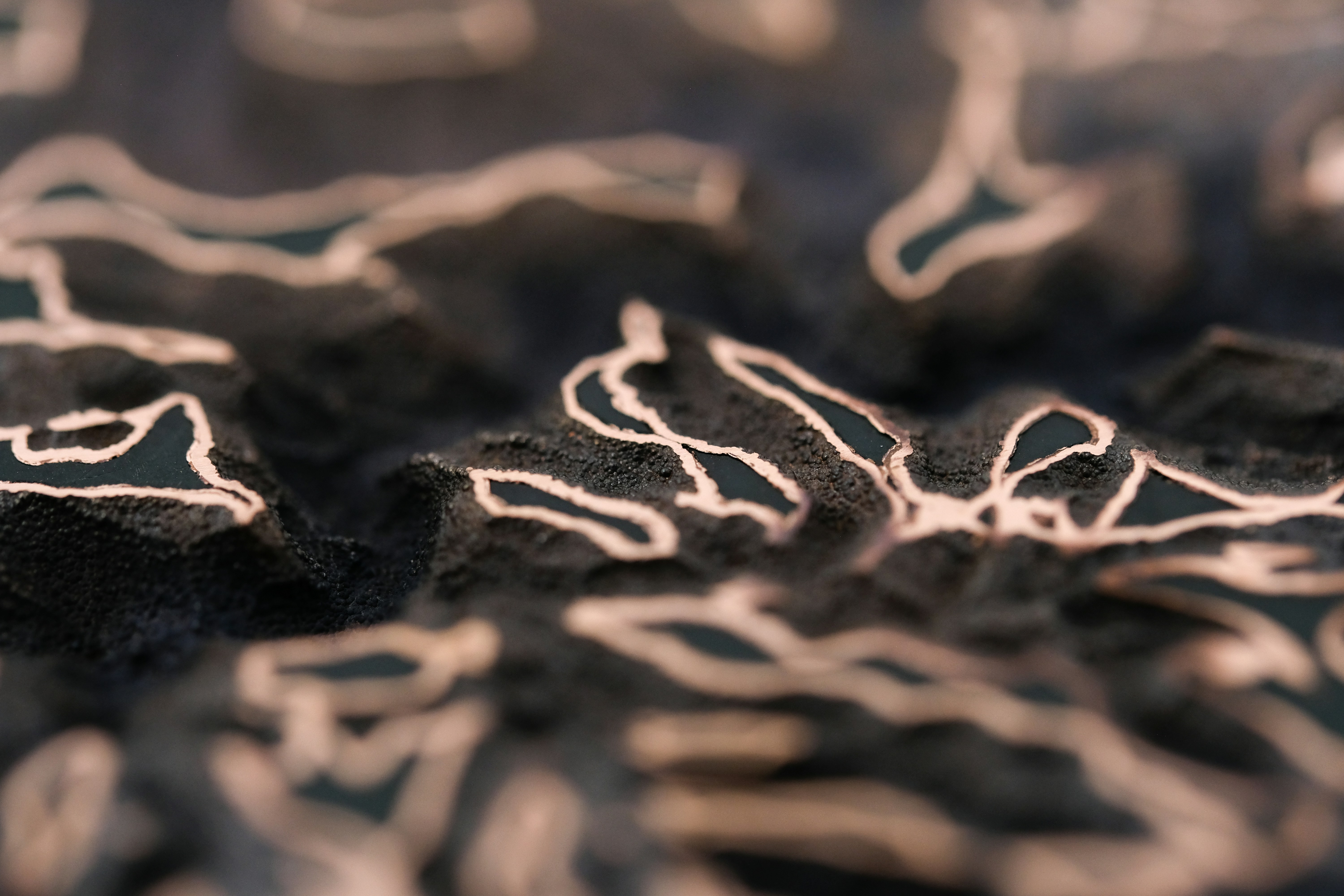 Array of electrical components on dark surface