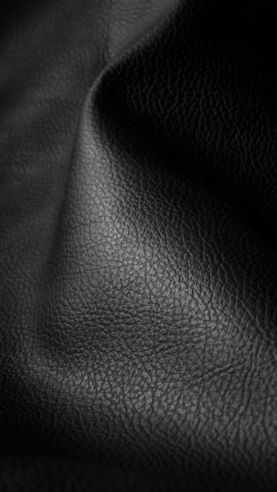 Un cuir noir grainé, en plis souples