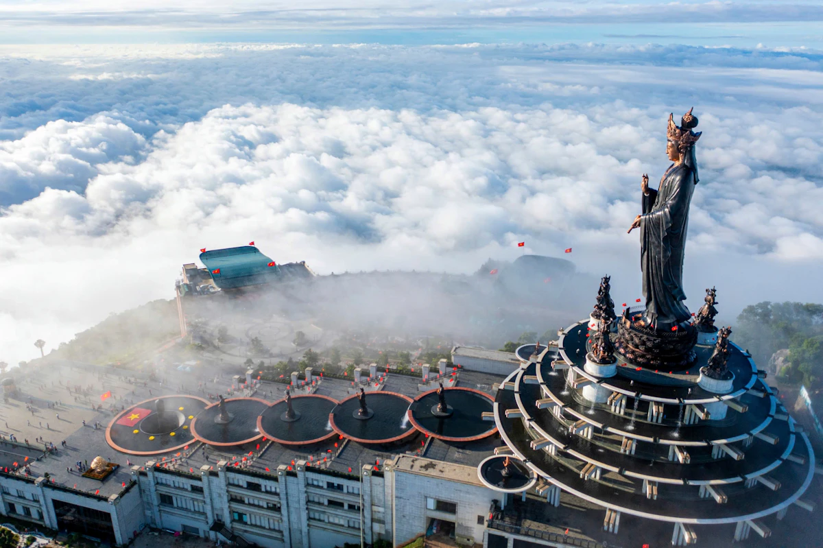 Sea of Clouds Surrounding Ba Den Mountain Summit