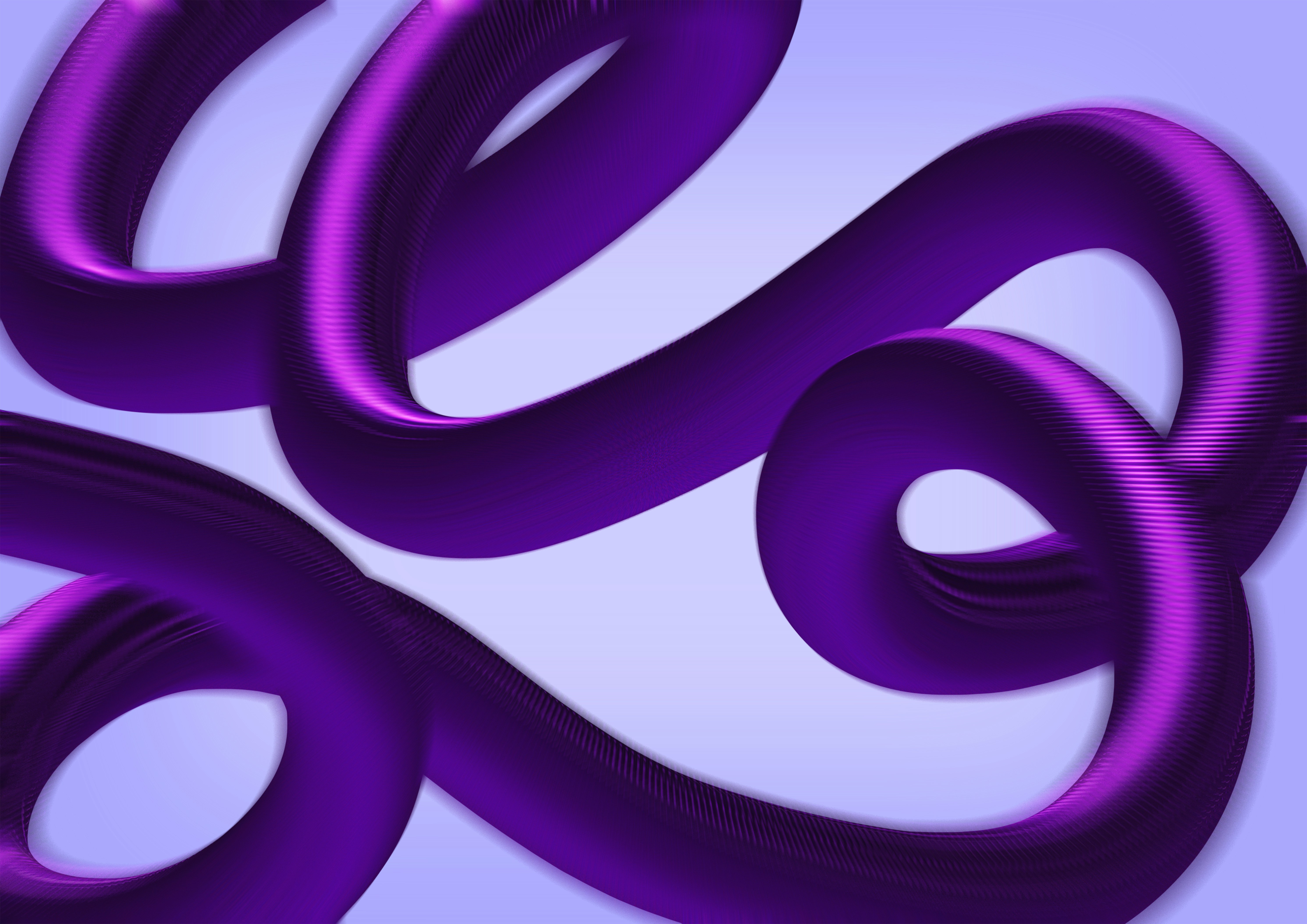 A glossy purple ribbon shape curving across a light purple background