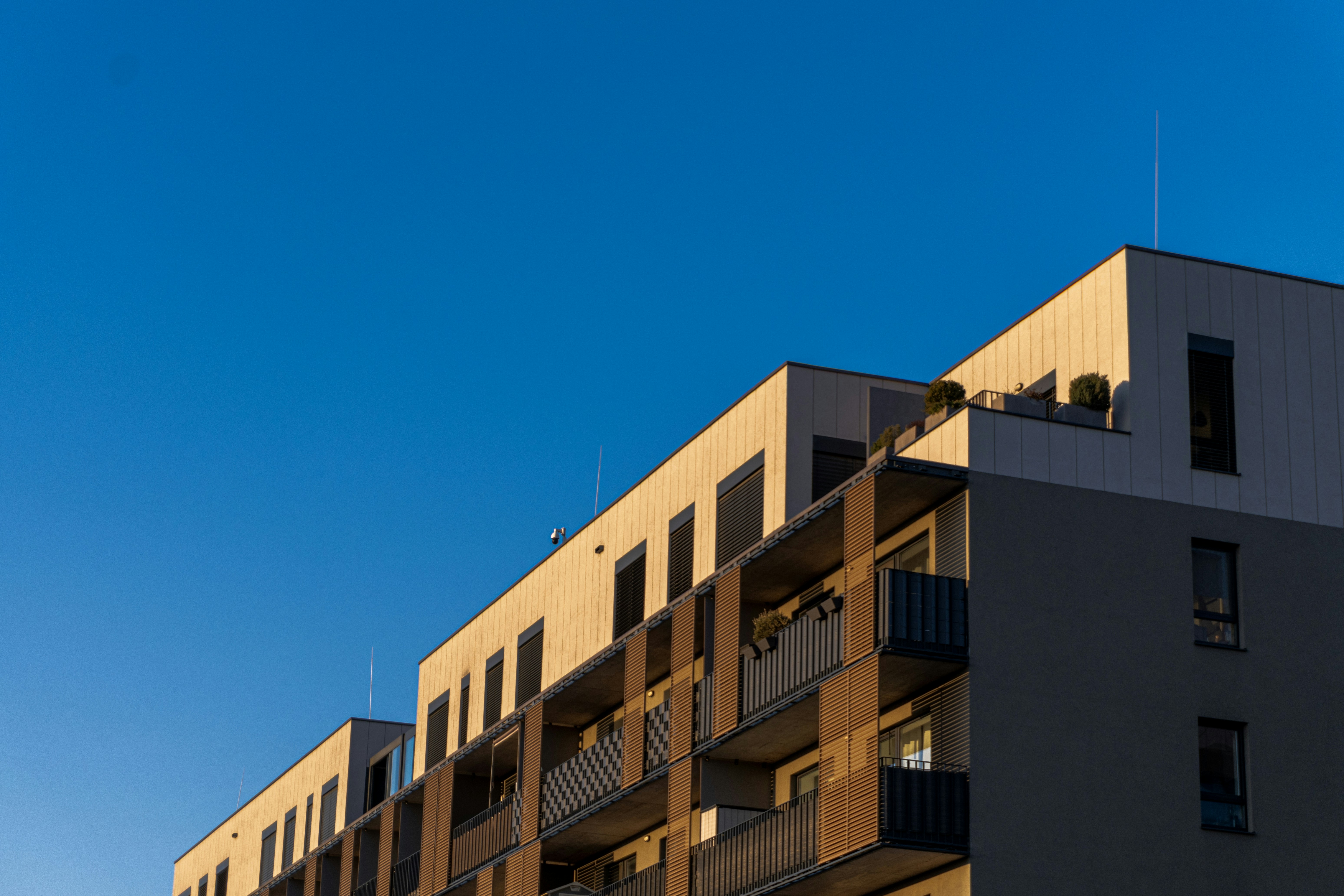 Modern apartment building with balconies