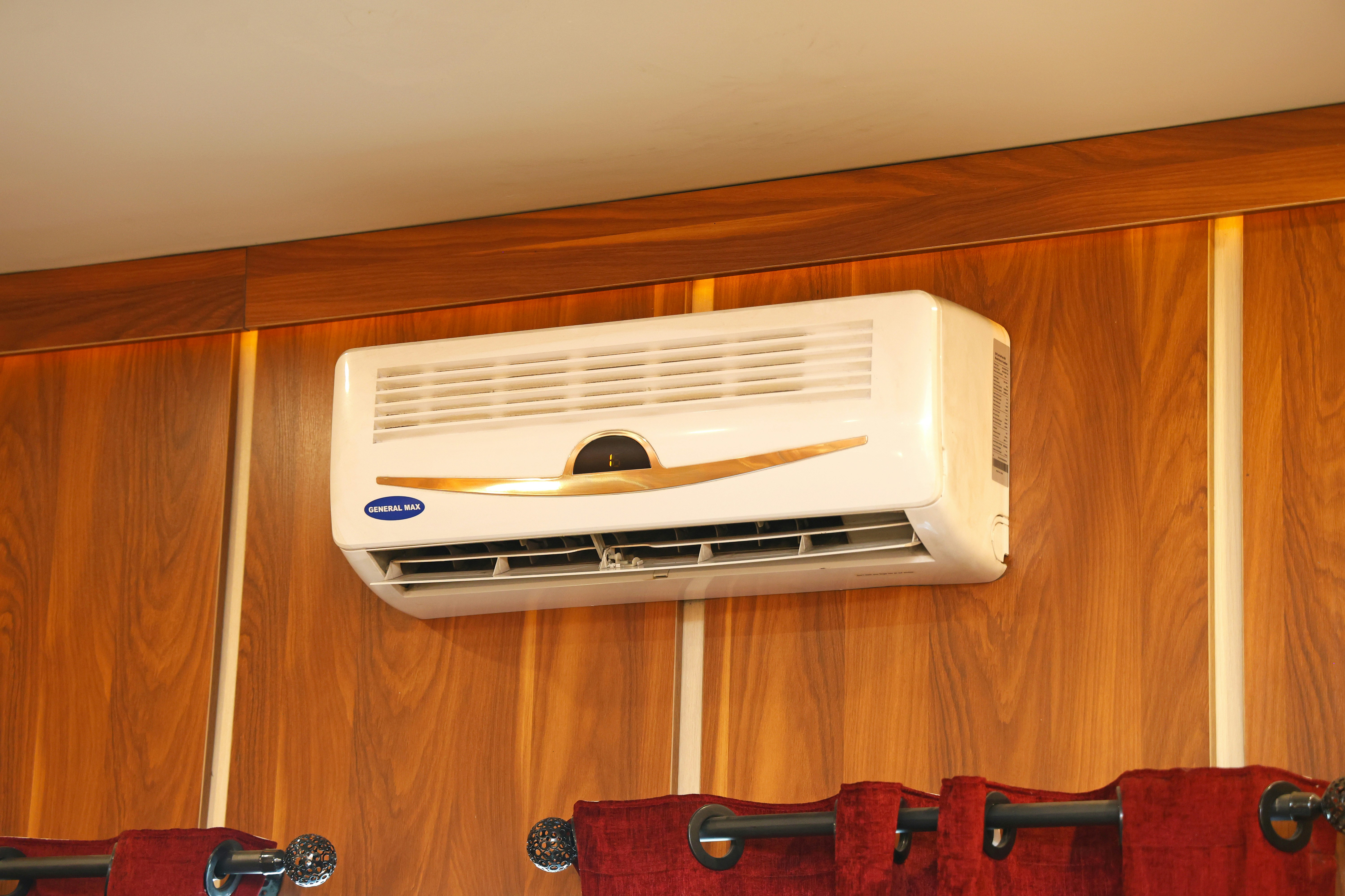 high-efficiency indoor mini split unit in a bedroom