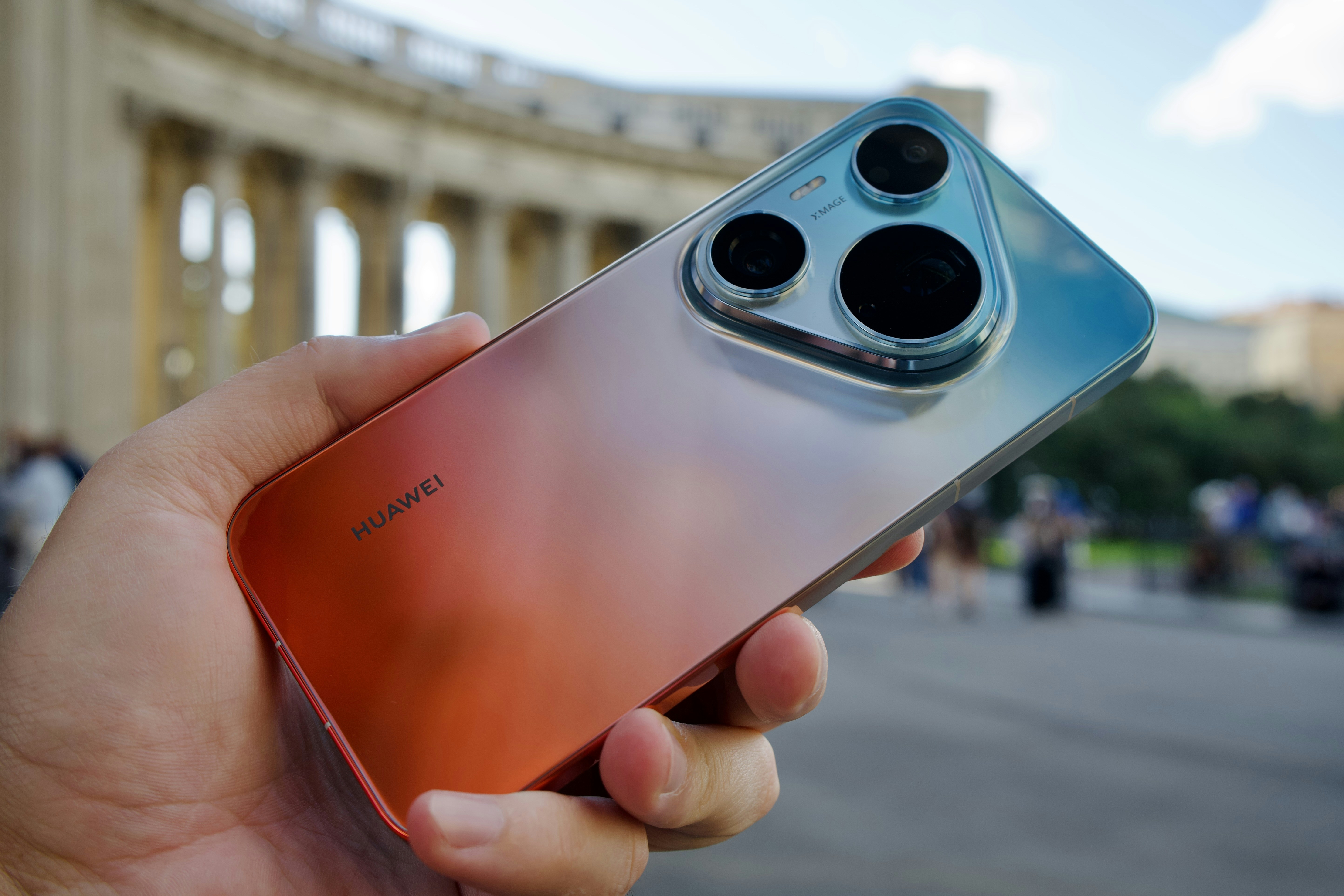 Sleek close-up of the Huawei Pura 90s Pro Max smartphone, showcasing its premium modern design, advanced camera module, and elegant aesthetic. Perfect for technology, mobile photography, and modern lifestyle themes.