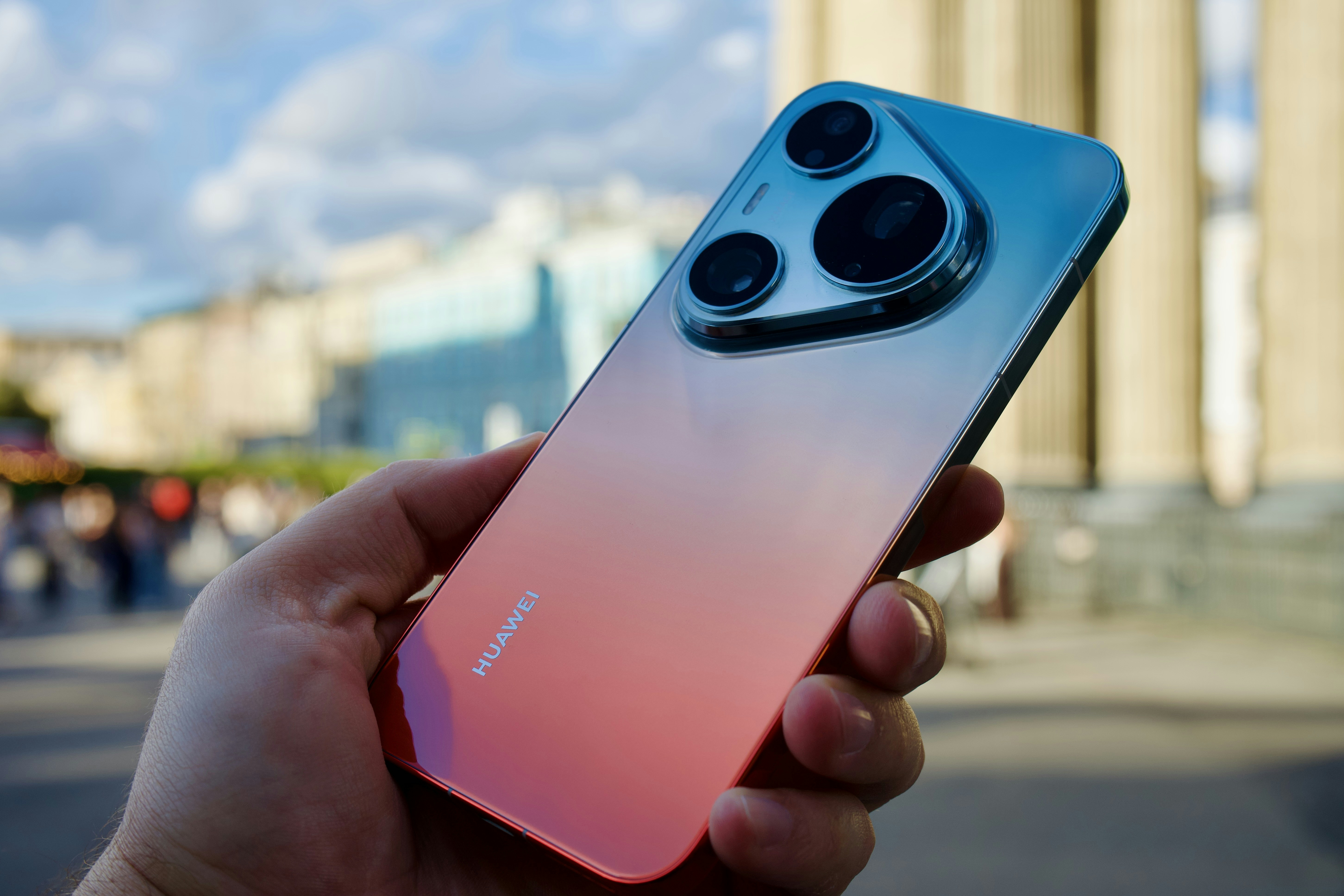 Sleek close-up of the Huawei Pura 90s Pro Max smartphone, showcasing its premium modern design, advanced camera module, and elegant aesthetic. Perfect for technology, mobile photography, and modern lifestyle themes.