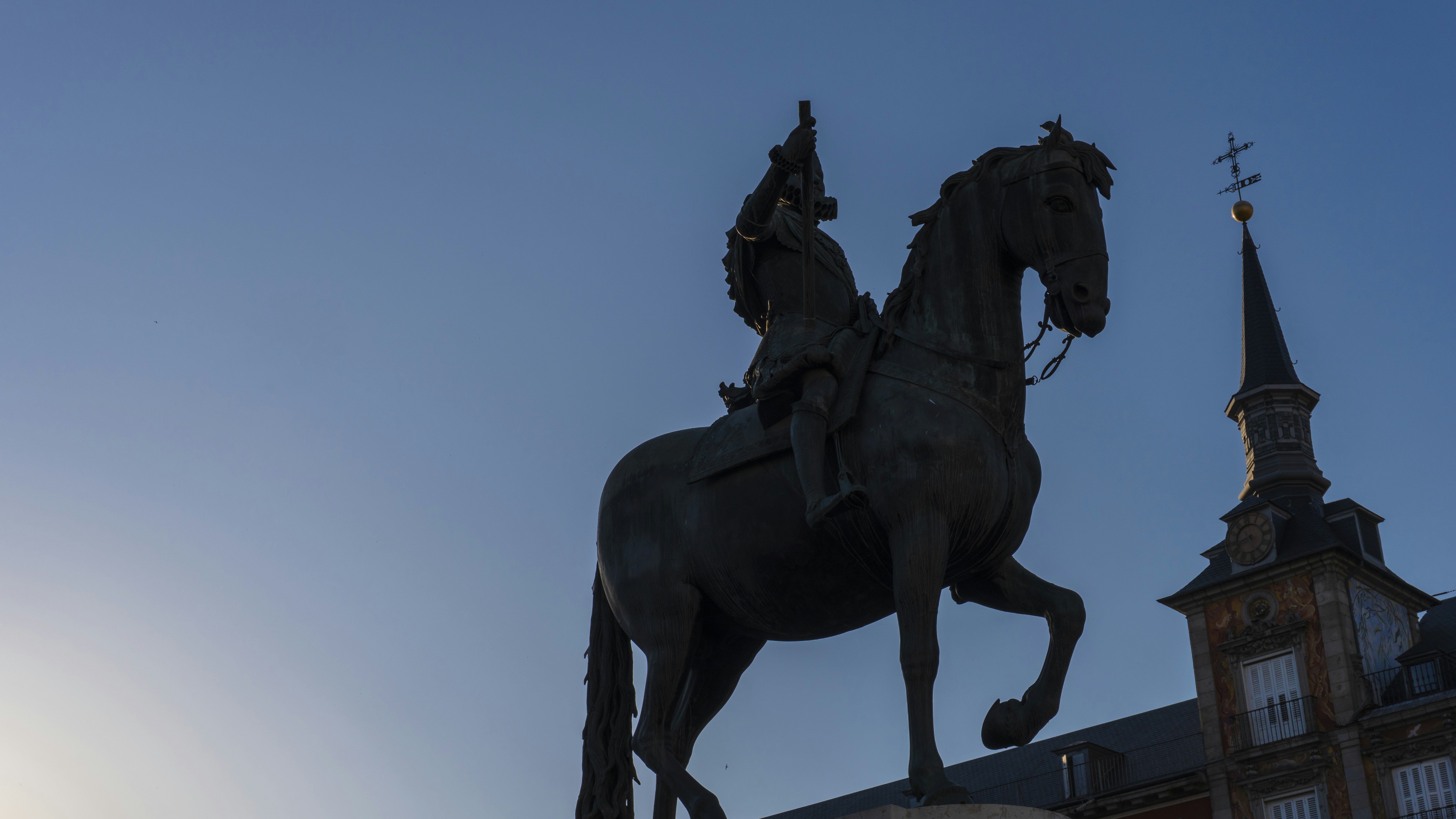 Bronze equestrian statue of King Philip III in Plaza Mayor, Madrid
