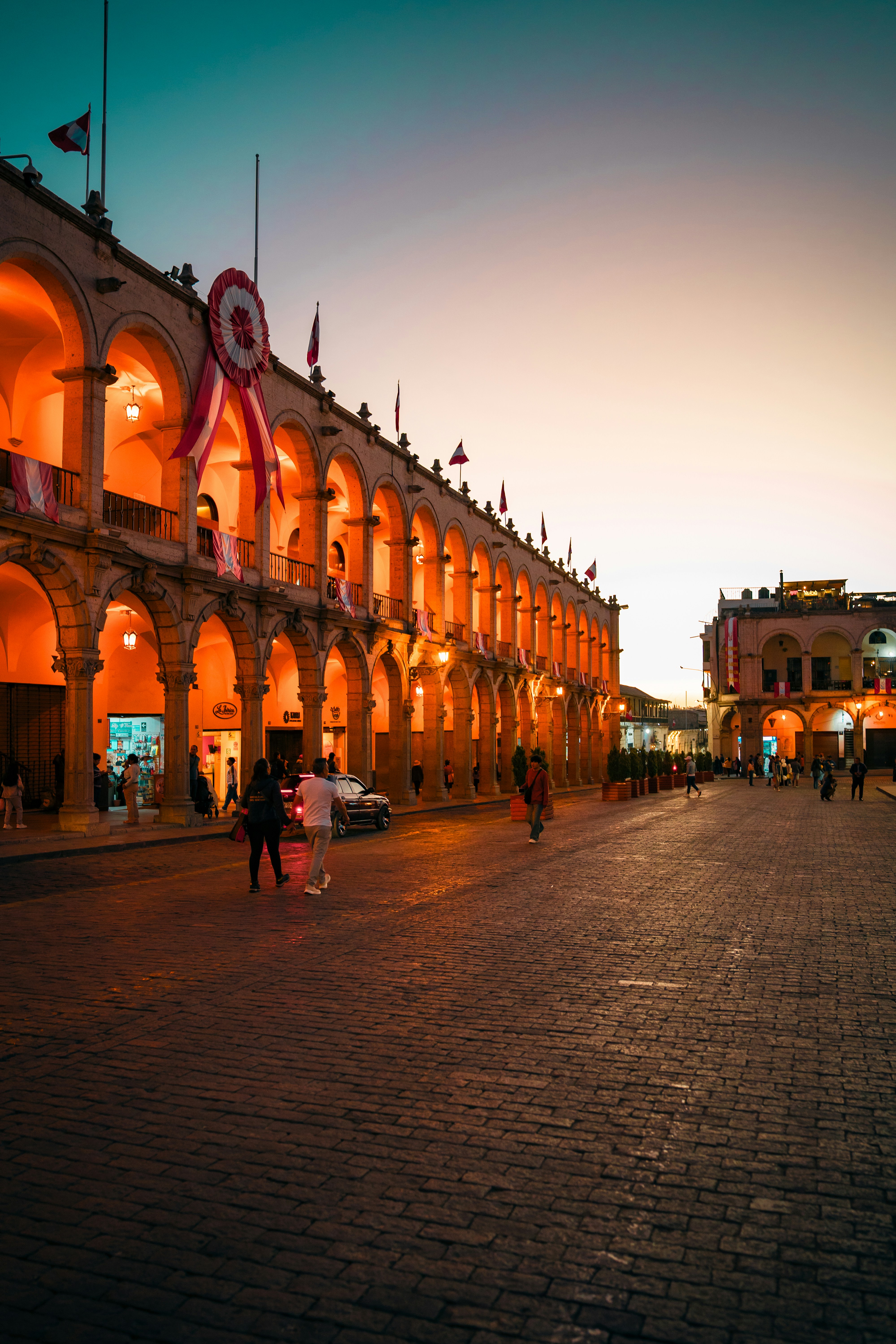 Arcades on the Plaza de Armas in Arequipa