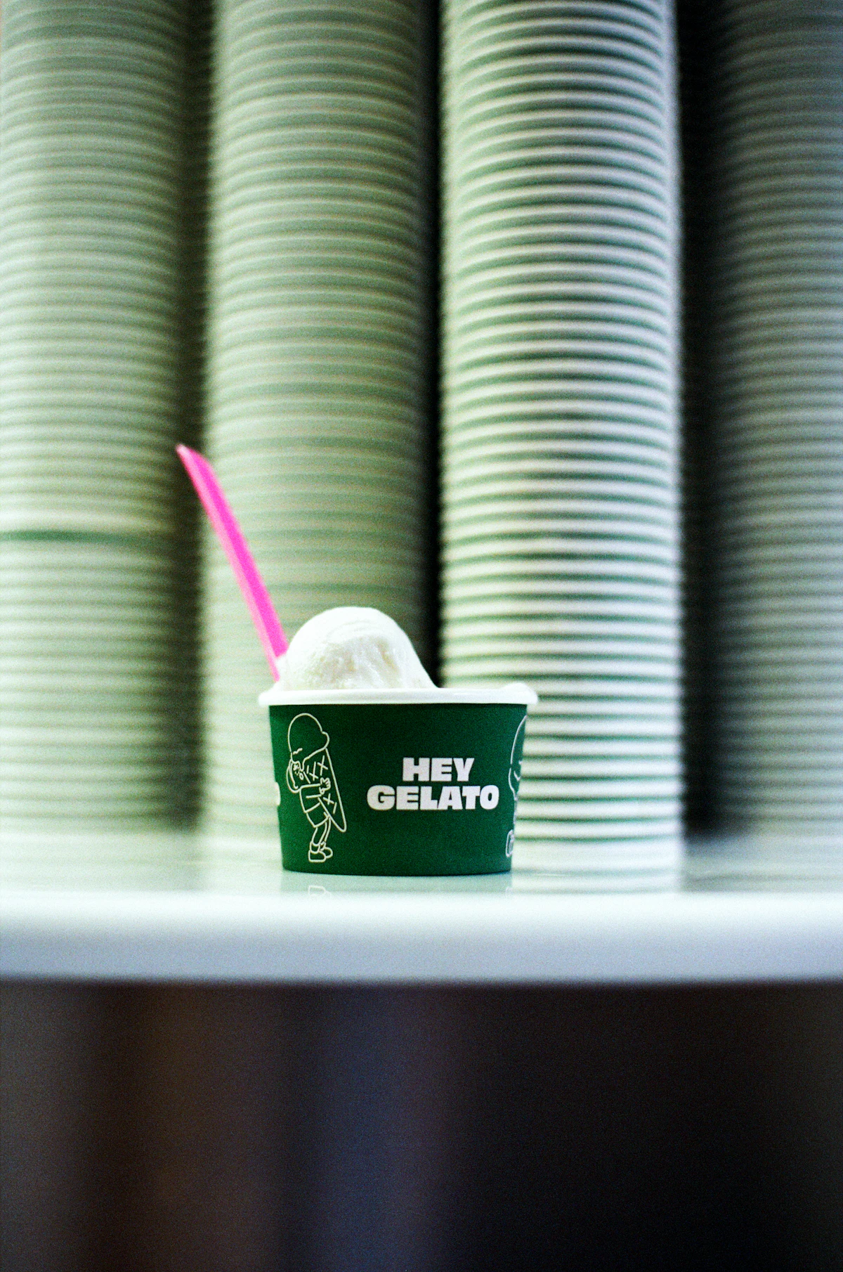 Scoop of gelato served in a cup