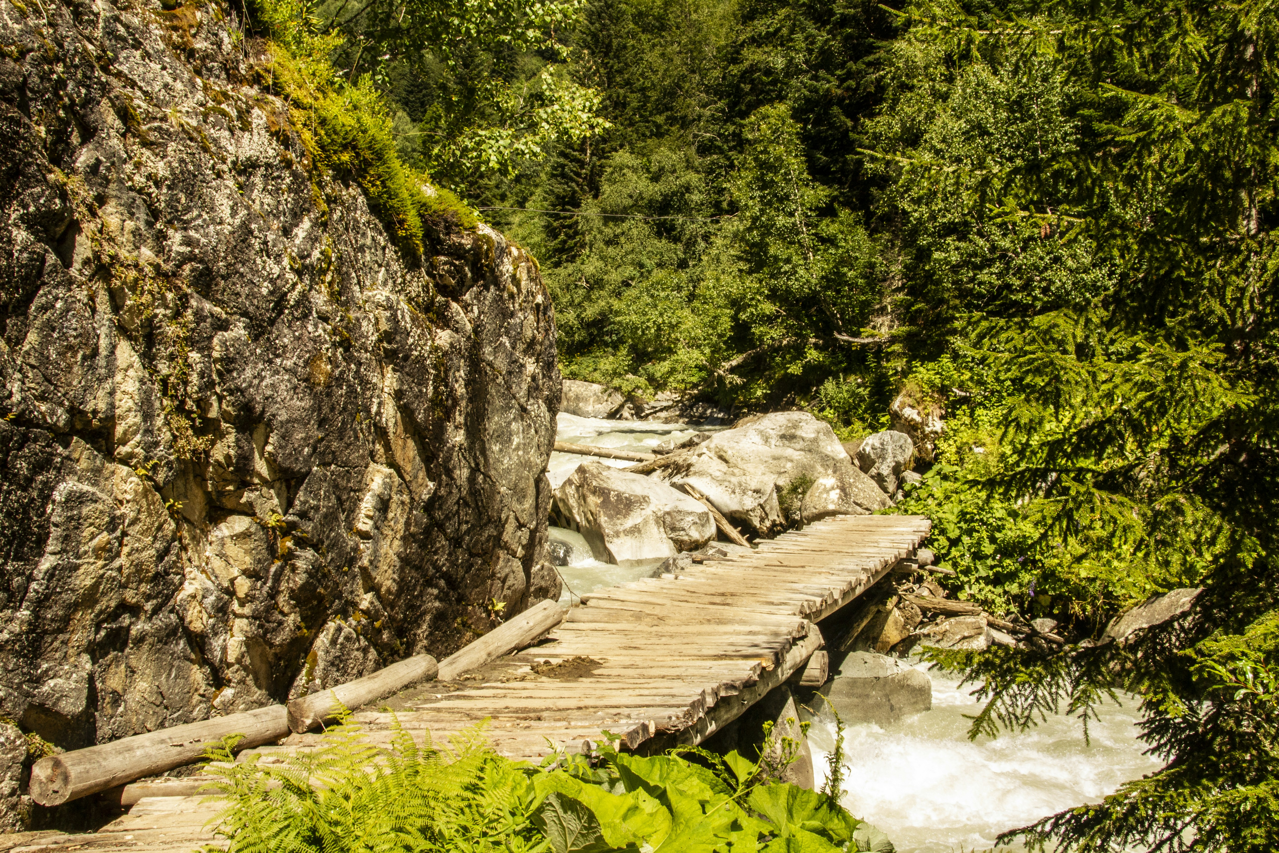 Wooden footbridge over mountain stream - Free Photo on Unsplash