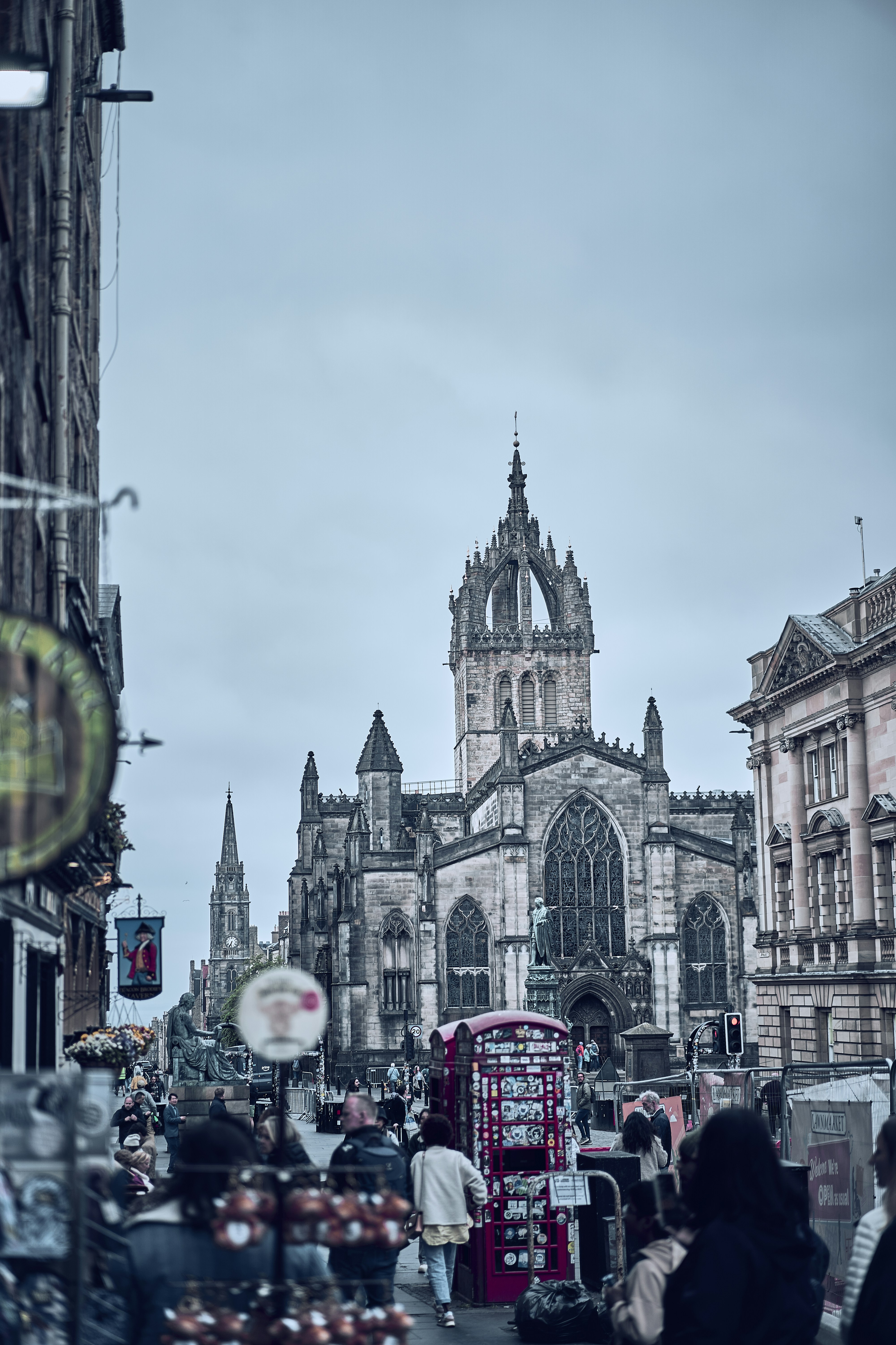 Street life along Edinburgh's Royal Mile in Scotland.