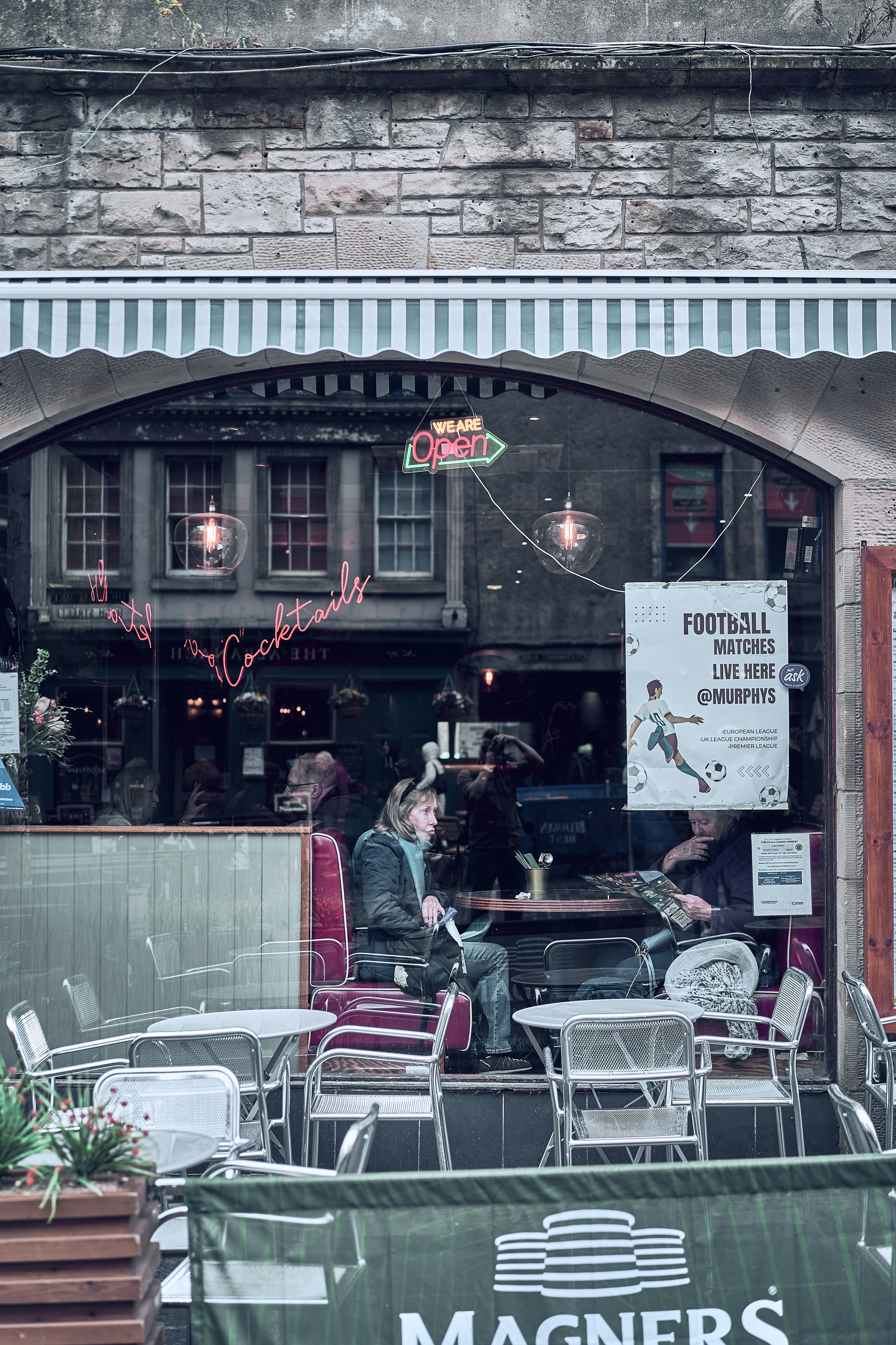 A traditional pub facade in Edinburgh's Old Town, Scotland.