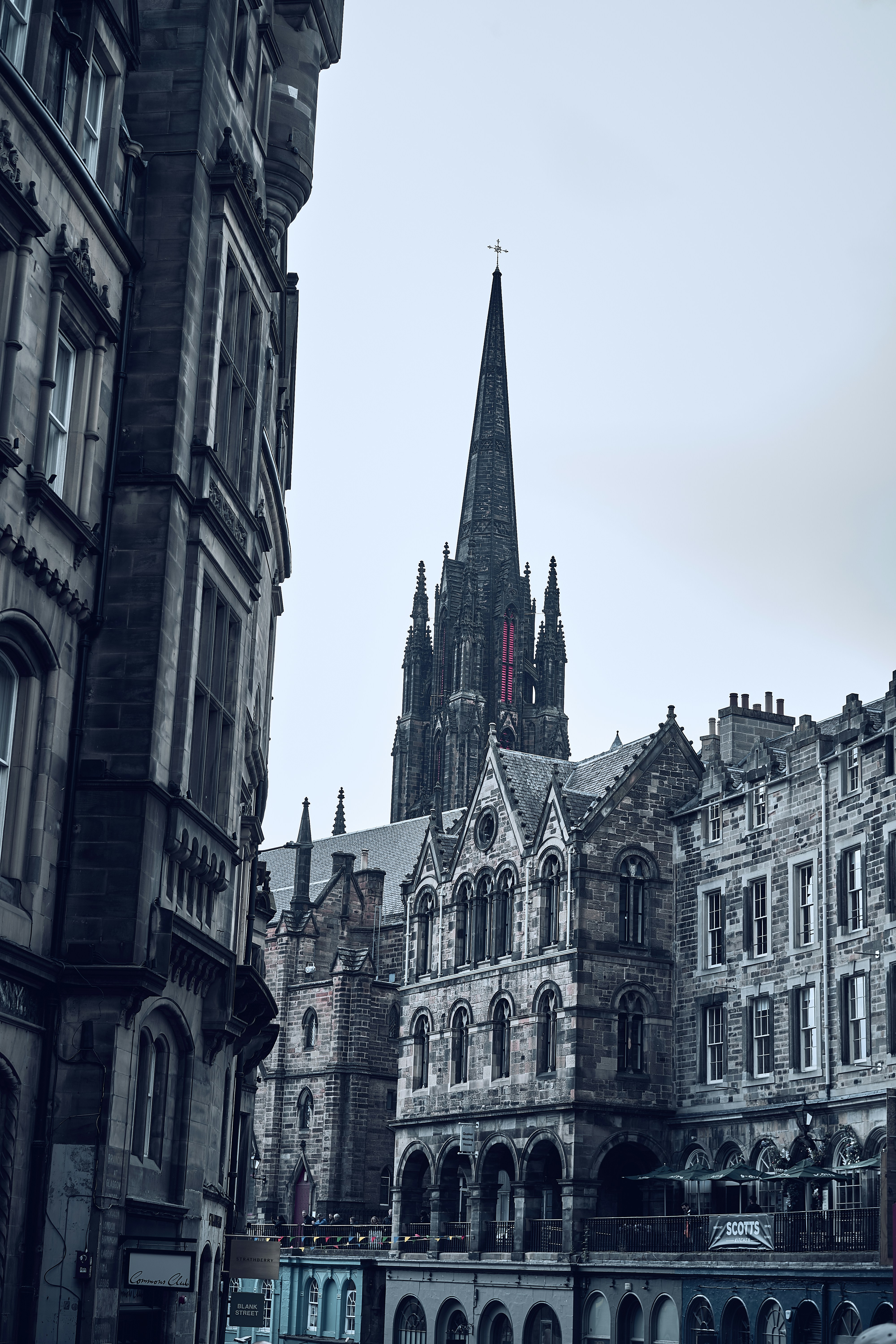 An architectural view of St Giles' Cathedral in Edinburgh, Scotland.
