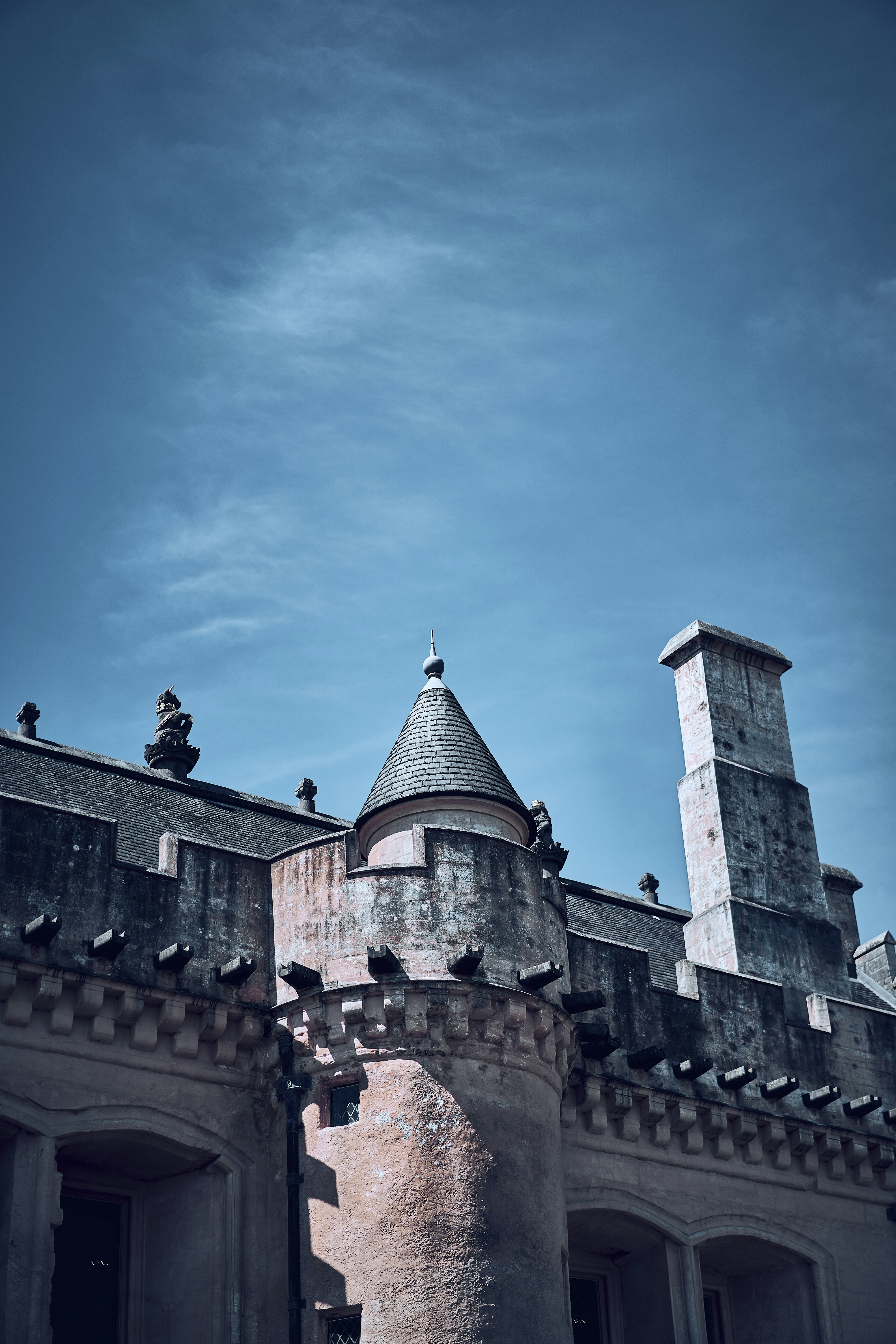 Stone walls and historic buildings at Stirling Castle in Scotland.