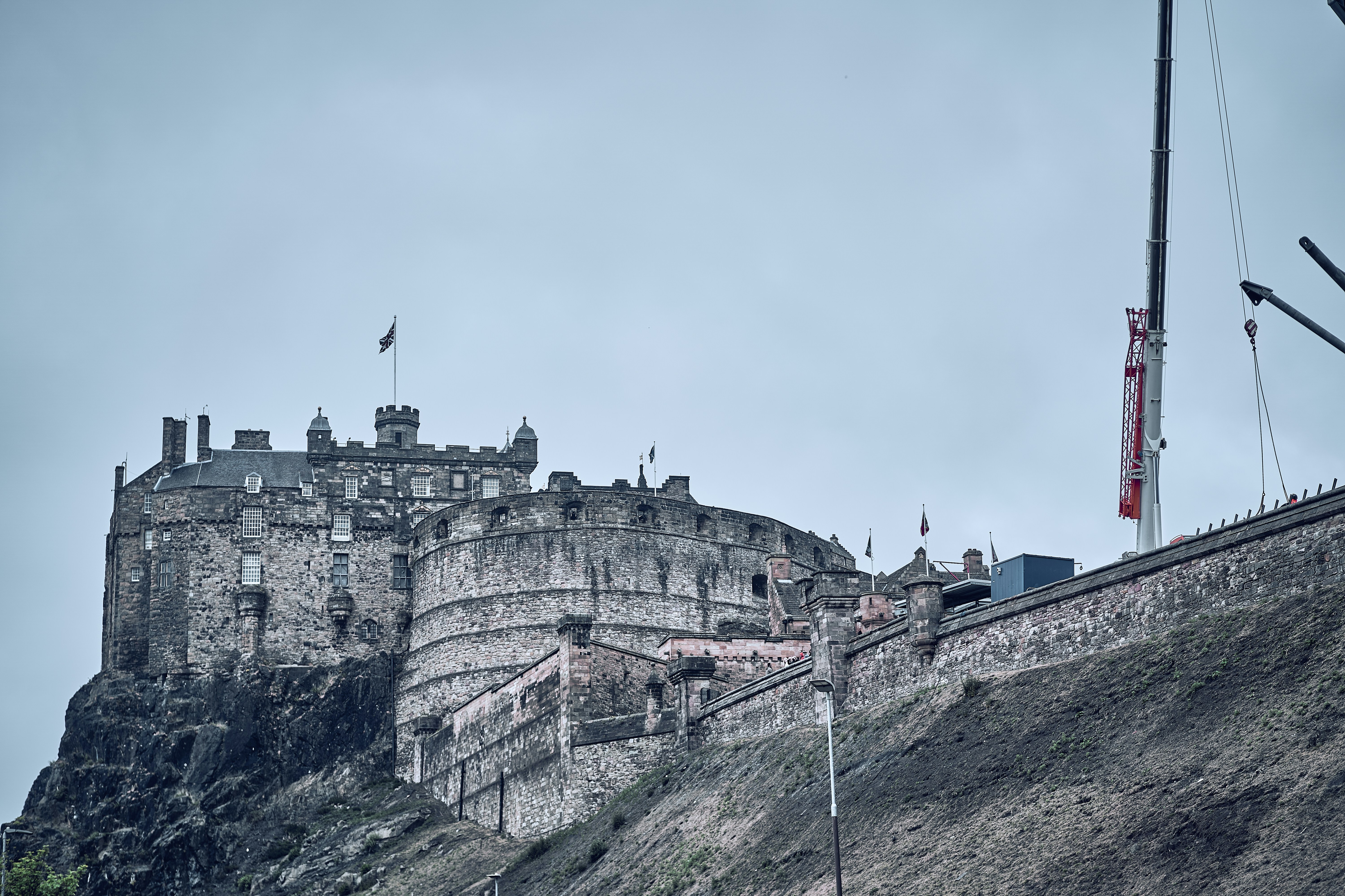 Edinburgh Castle above the Old Town in Edinburgh, Scotland.
