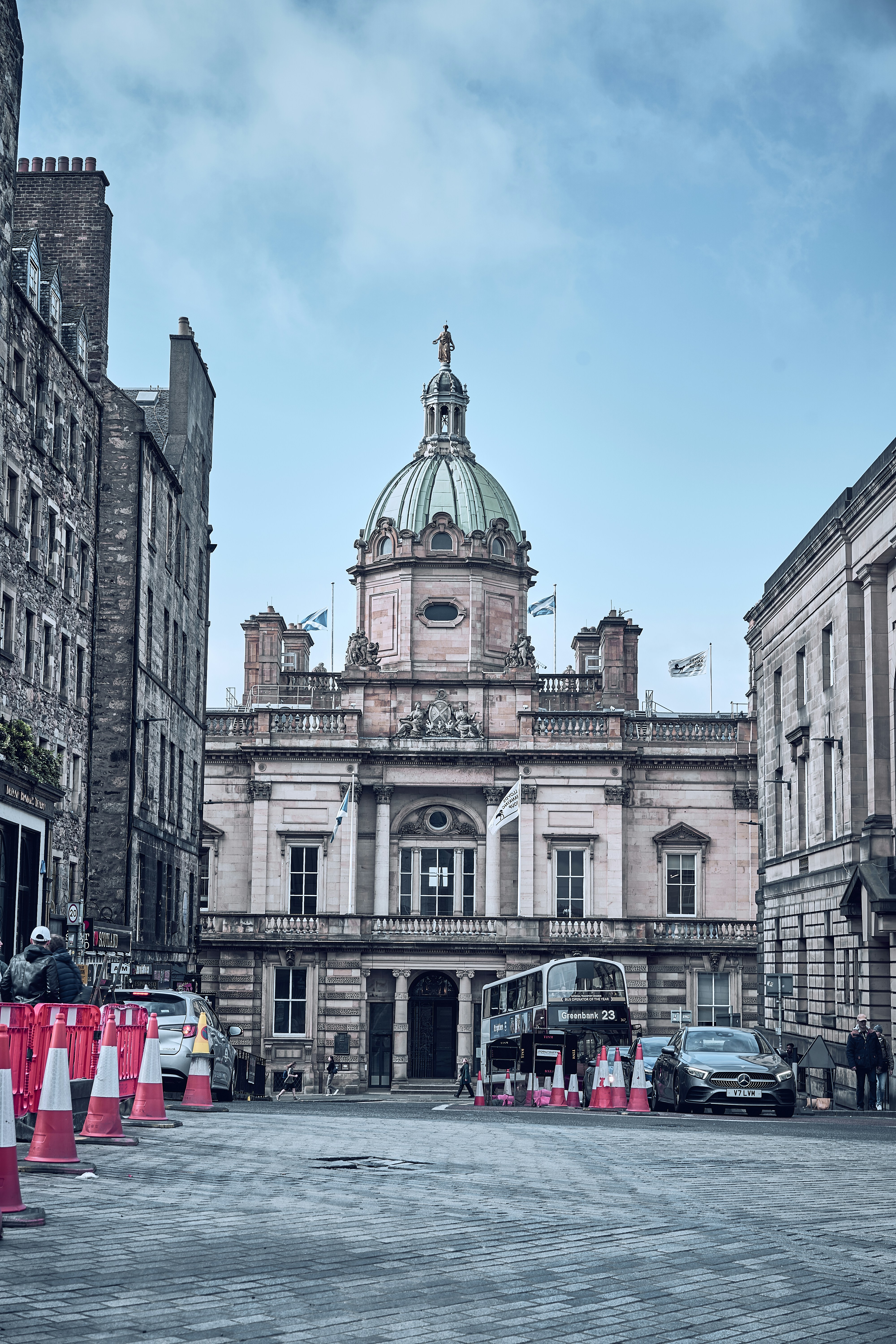 Street life along Edinburgh's Royal Mile in Scotland.