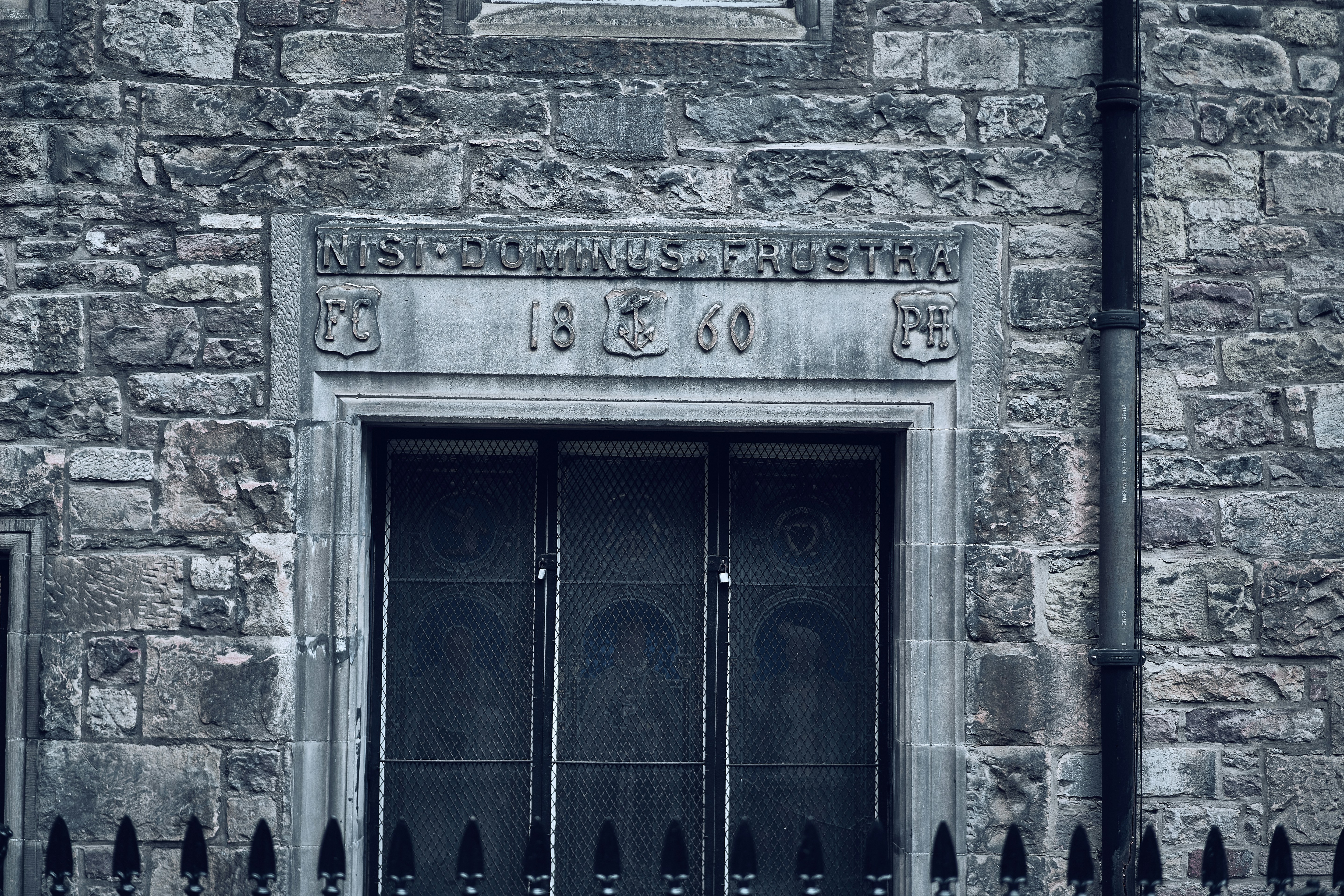 A historic close and stone detail in Edinburgh's Old Town.