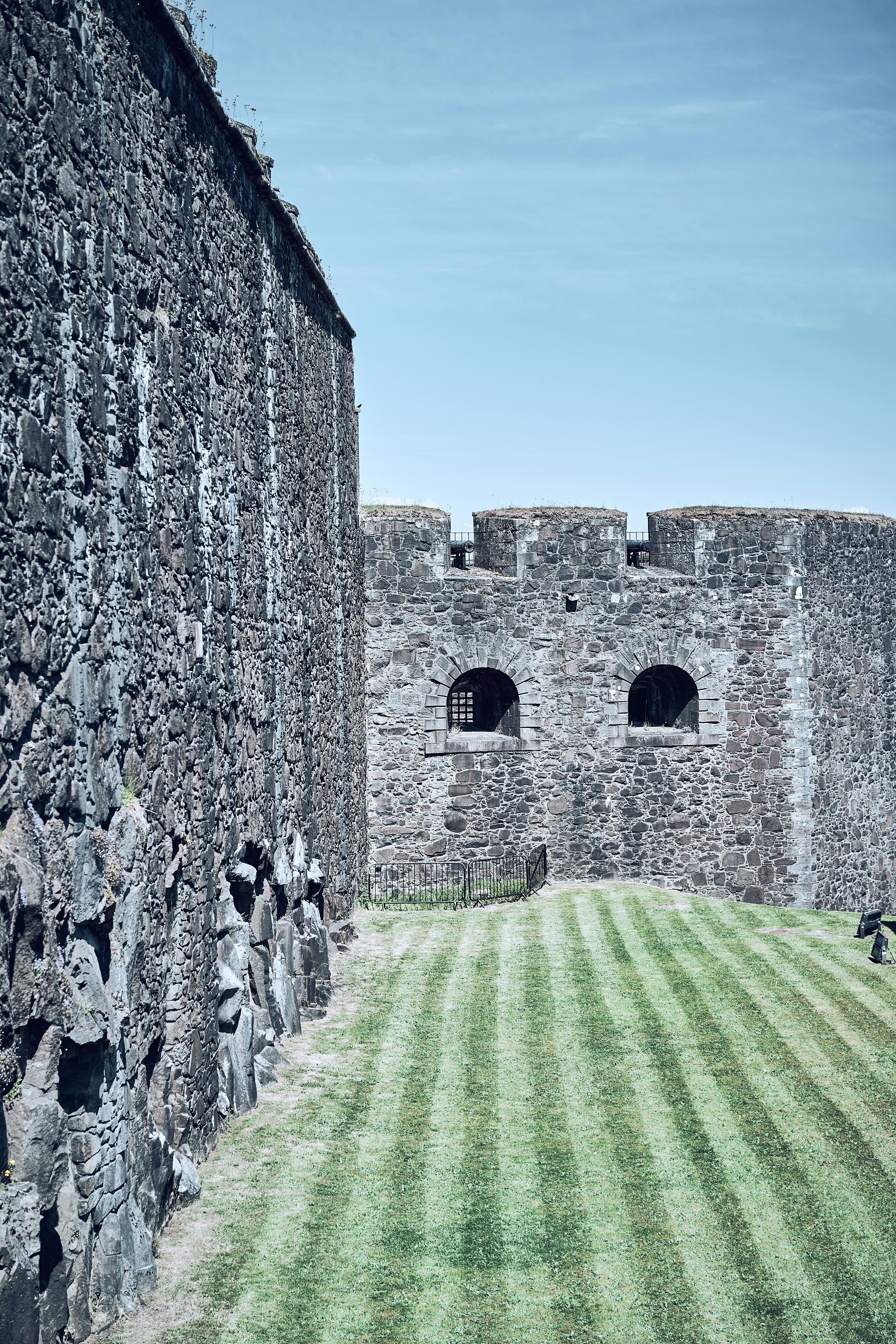 Stone walls and historic buildings at Stirling Castle in Scotland.