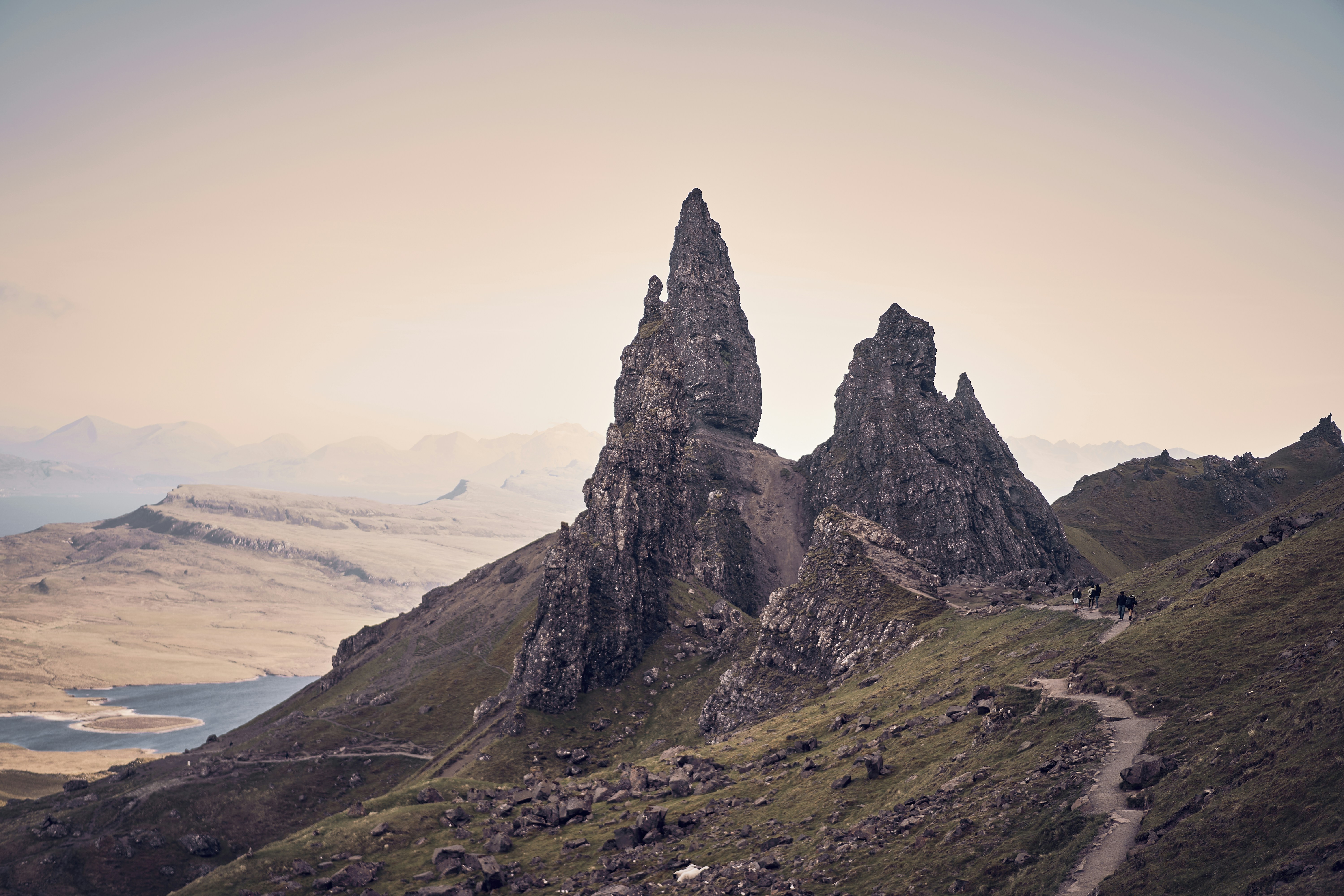 The jagged rock pinnacles of the Old Man of Storr on the Isle of Skye.