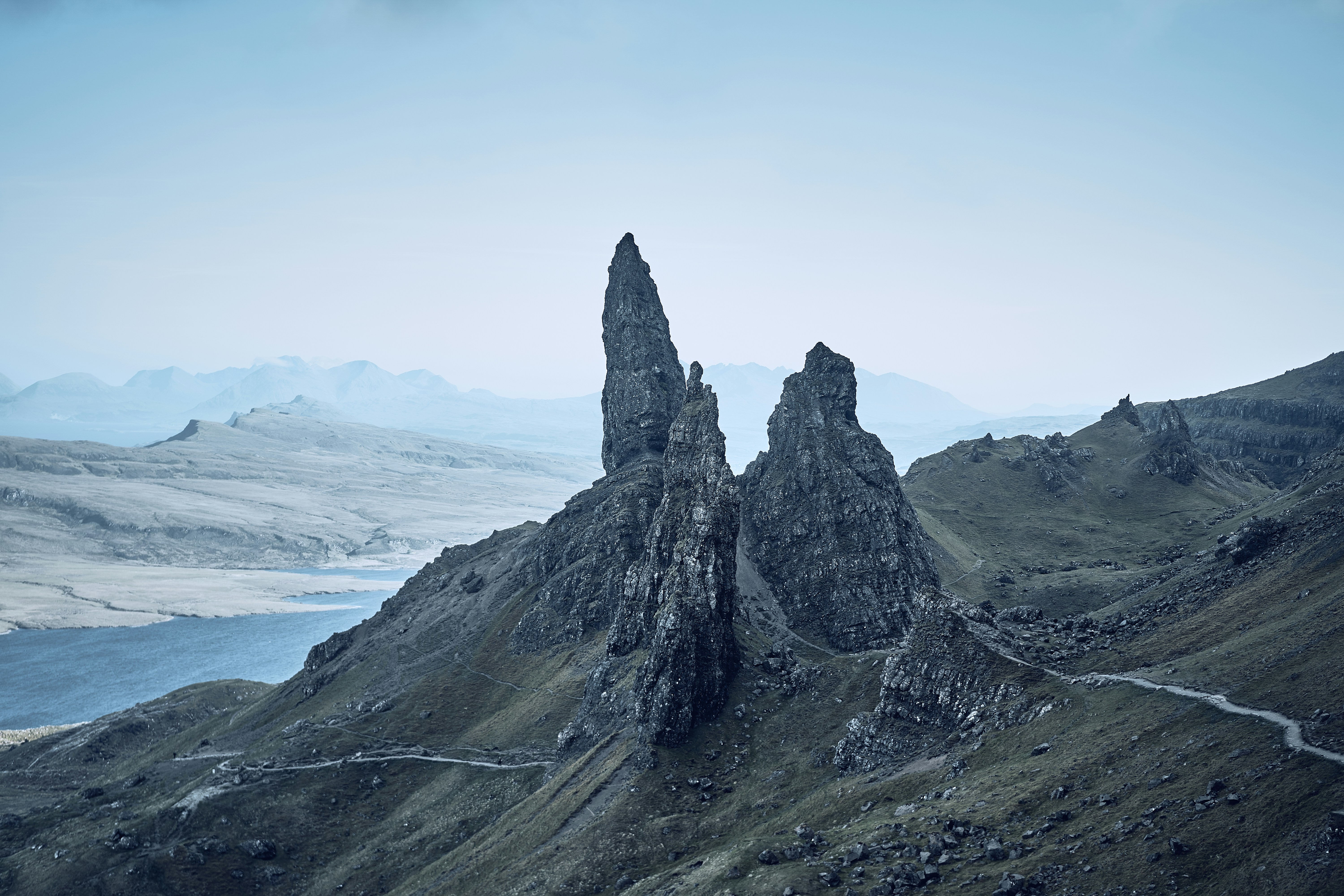 The jagged rock pinnacles of the Old Man of Storr on the Isle of Skye.