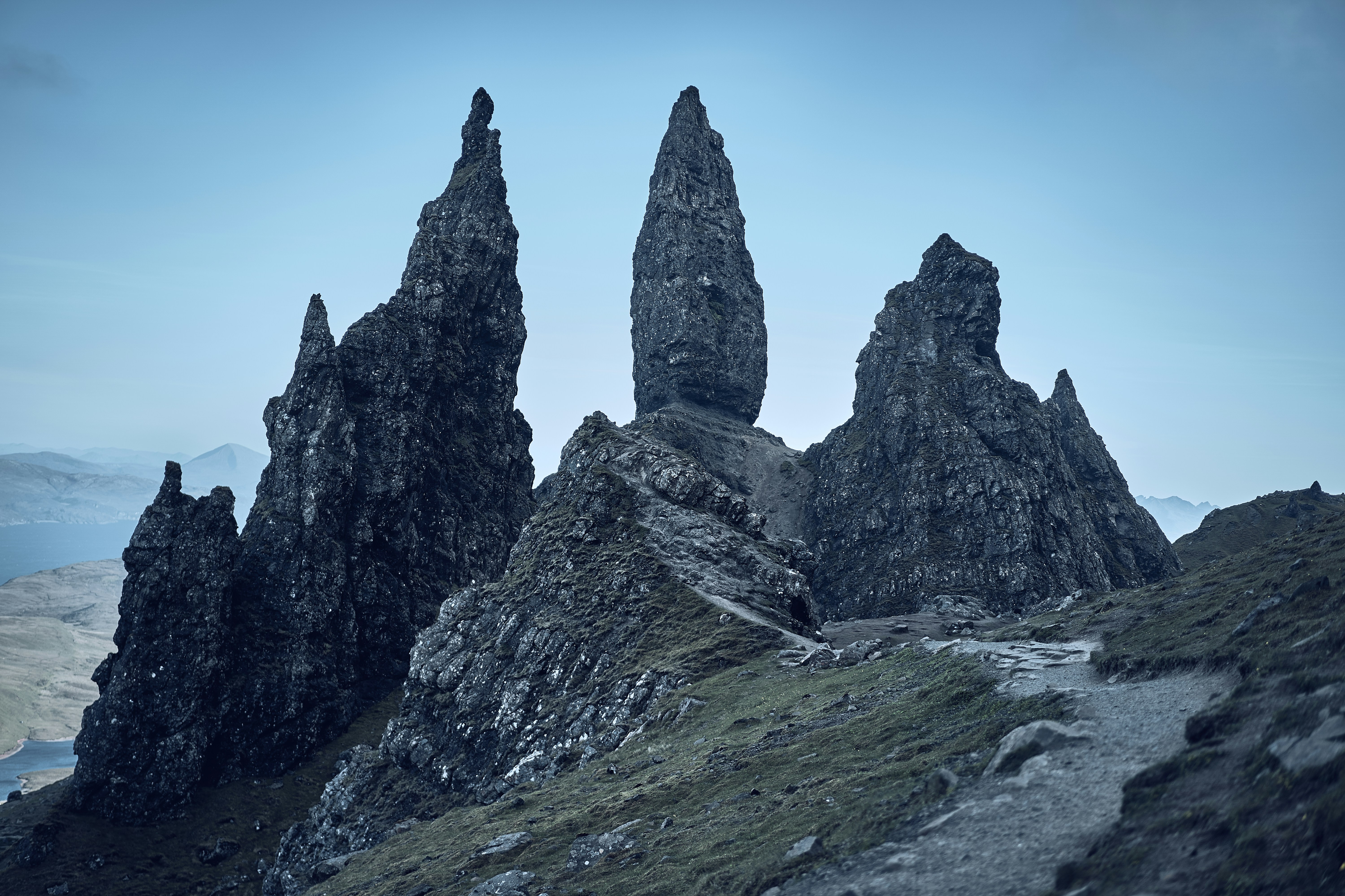 The jagged rock pinnacles of the Old Man of Storr on the Isle of Skye.