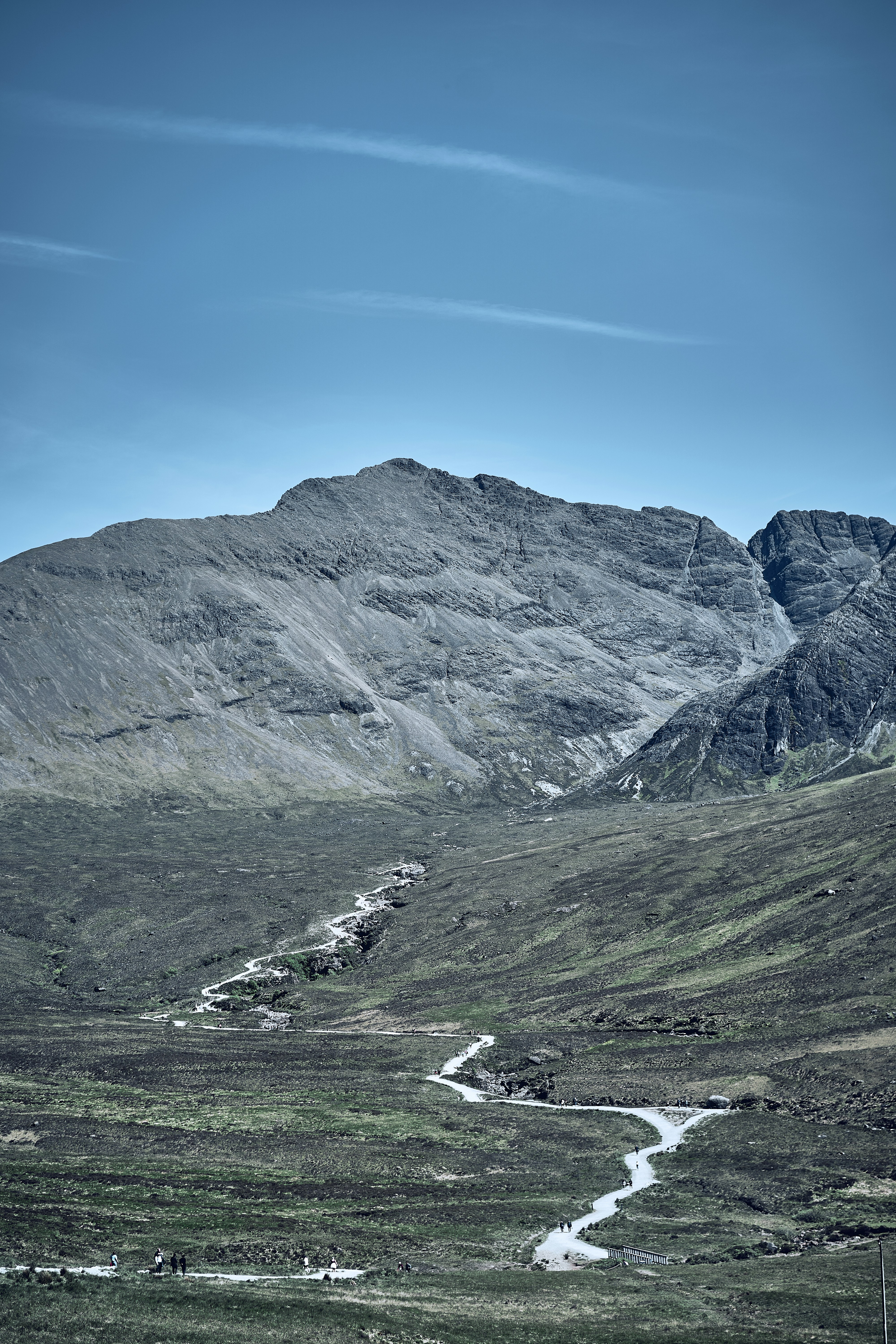 A mountain stream beneath the Cuillin peaks on the Isle of Skye.