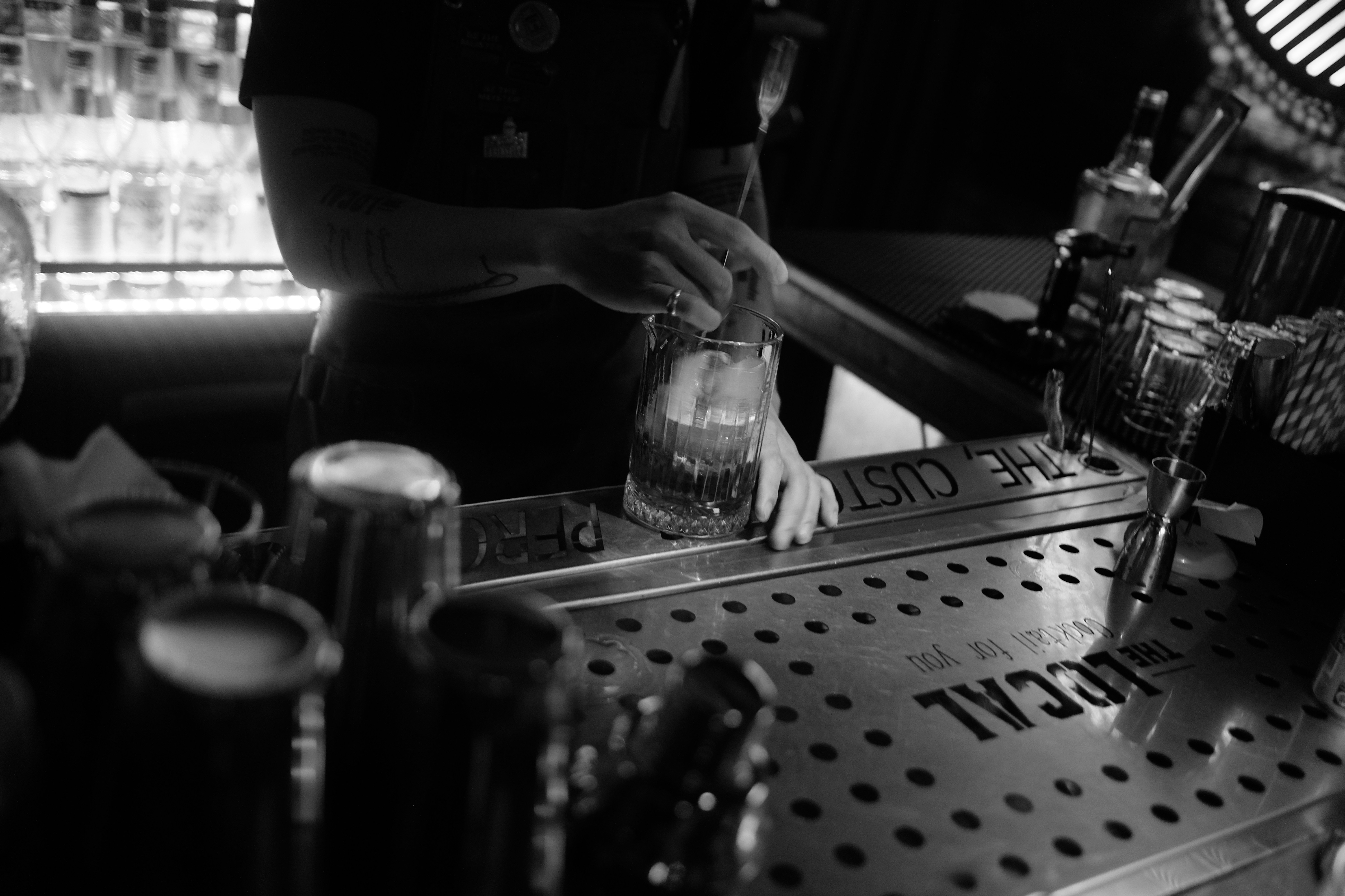 Bartender stirring