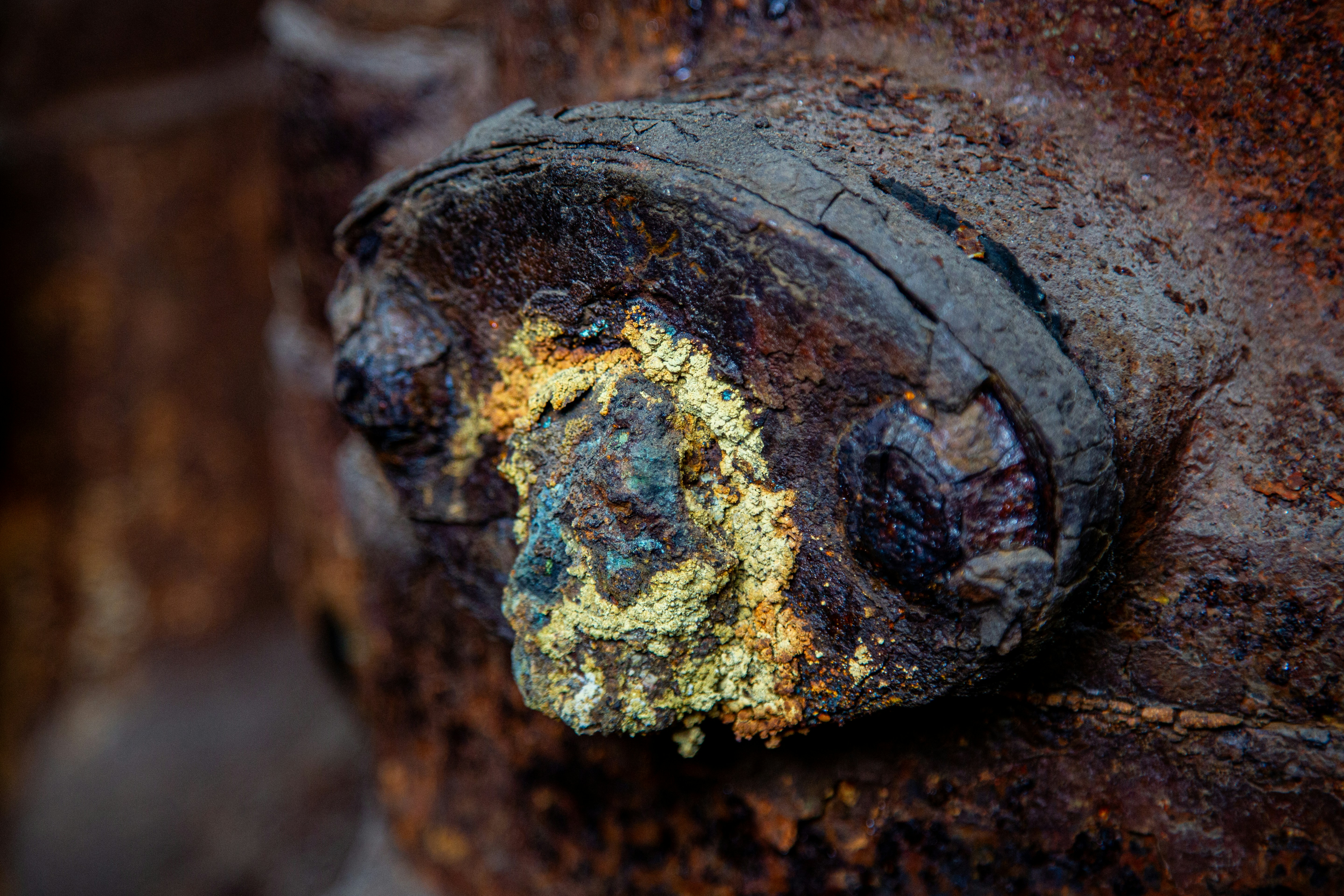 corroded water valve with mineral deposits