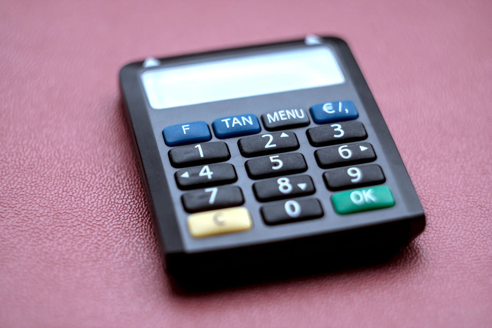 A card reader with a numeric keypad, the PIN-based debit hardware most cannabis retailers rely on
