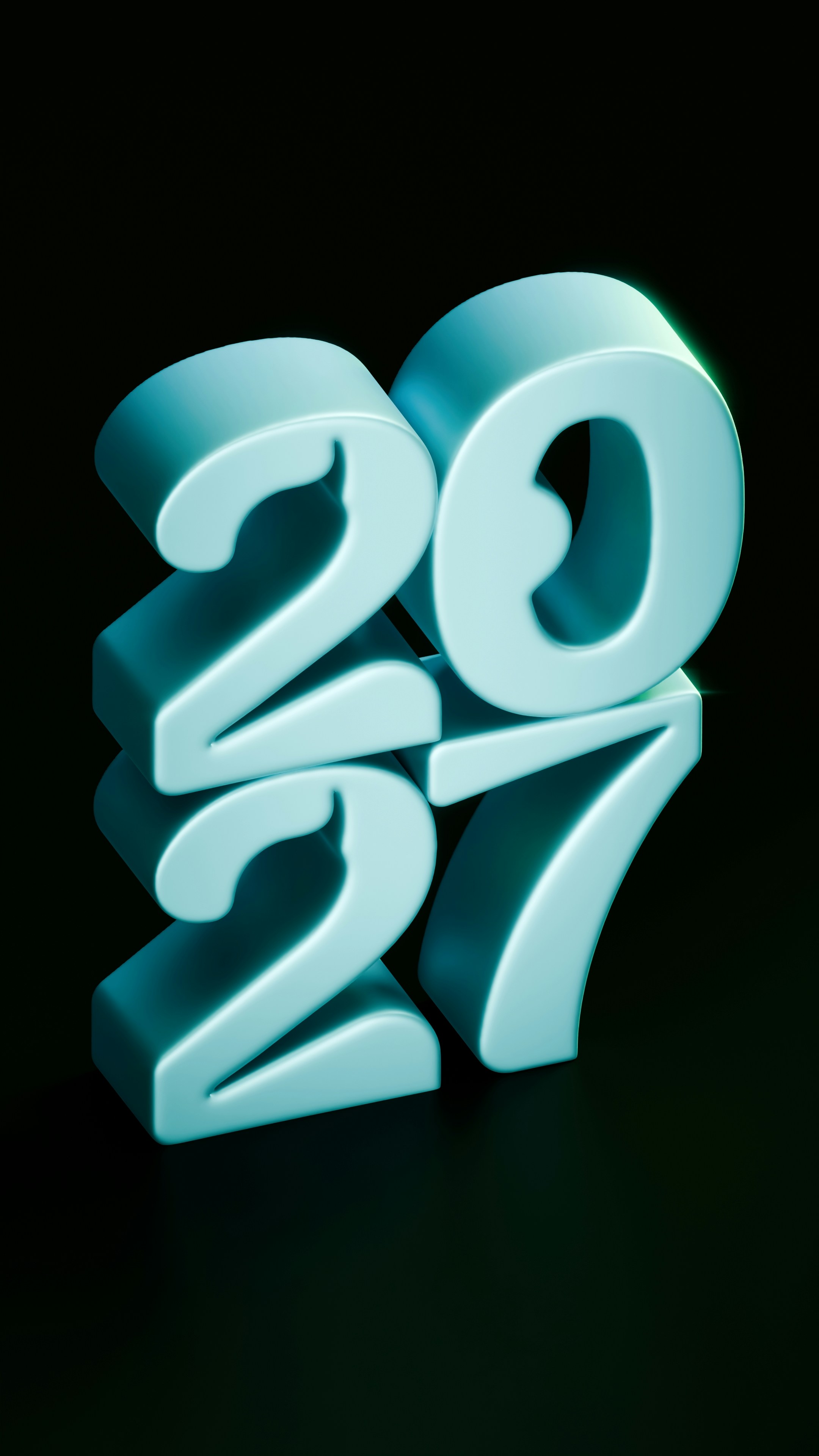 The number 2027 in three-dimensional light blue digits against a dark background