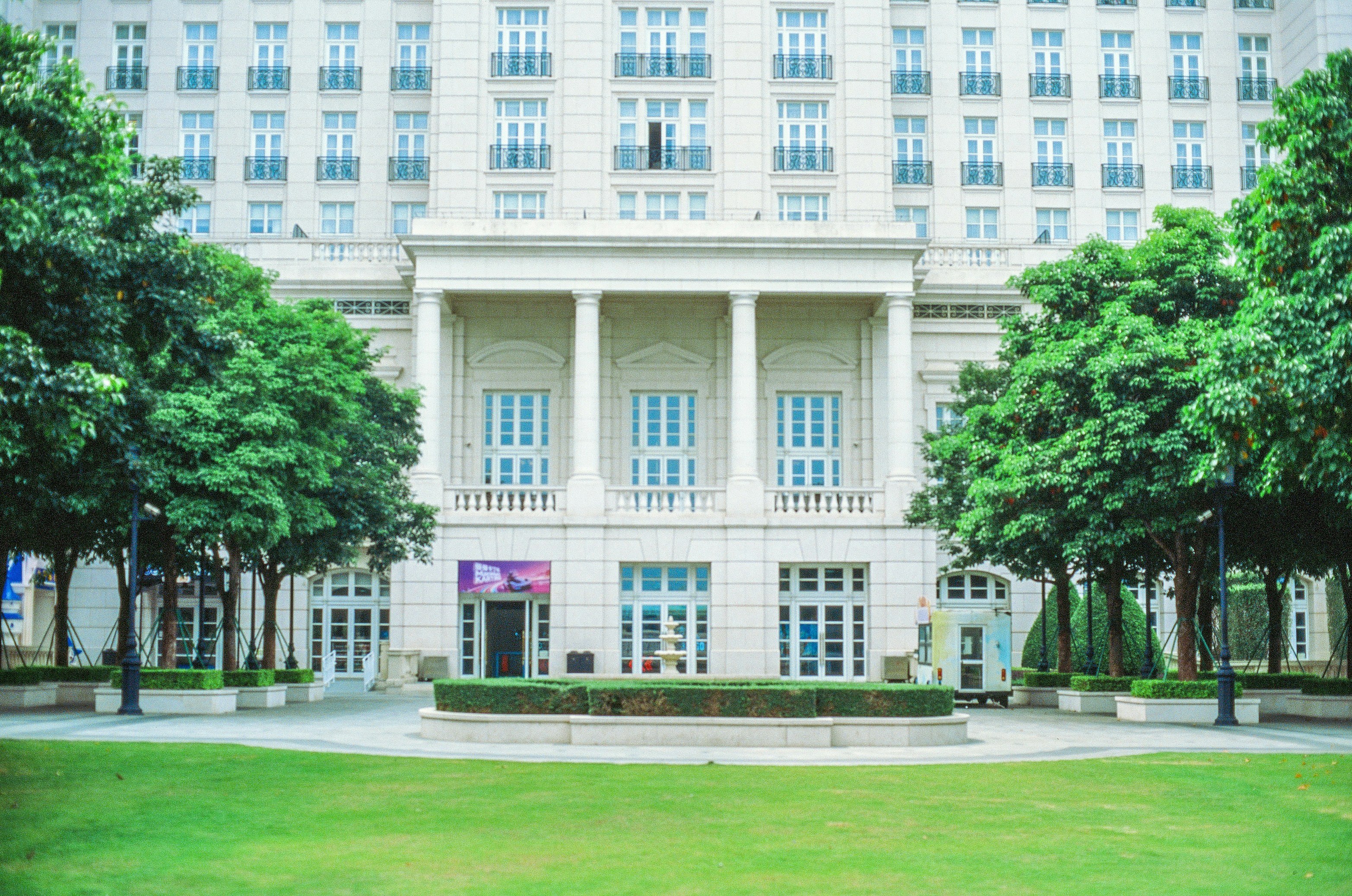 Healthy commercial lawn and shrubs