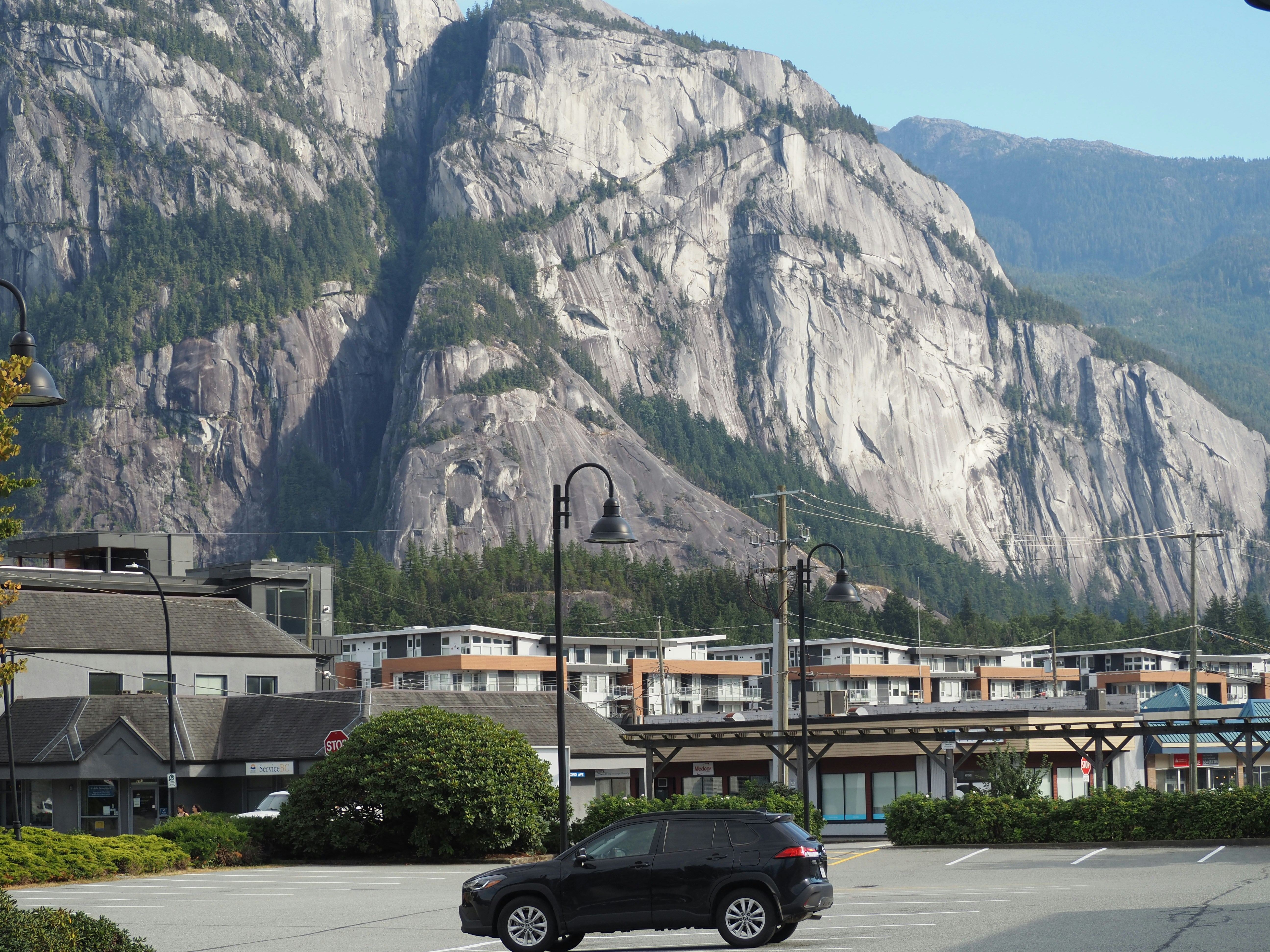 A parking lot in a suburban Metro Vancouver community