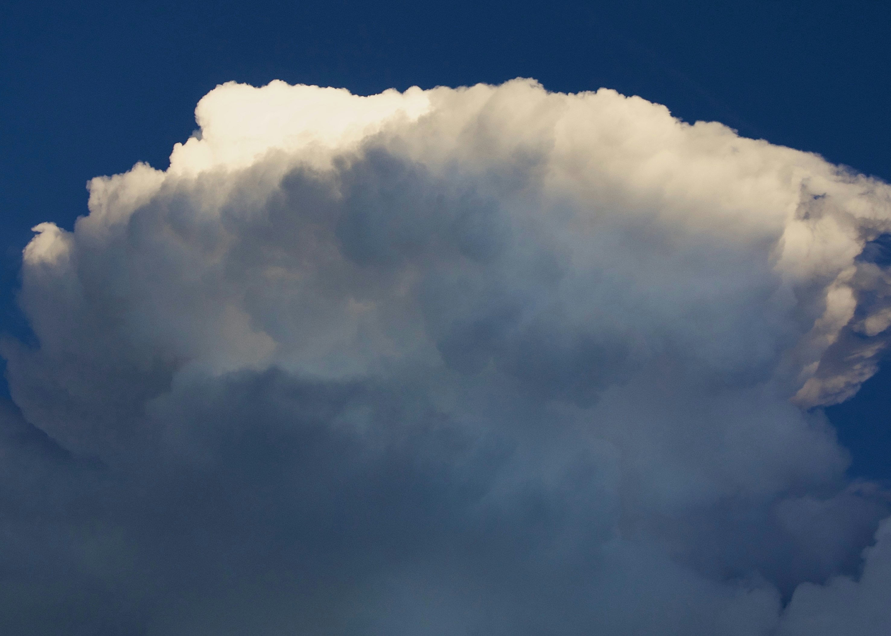 A large white cumulus cloud against a deep blue sky
