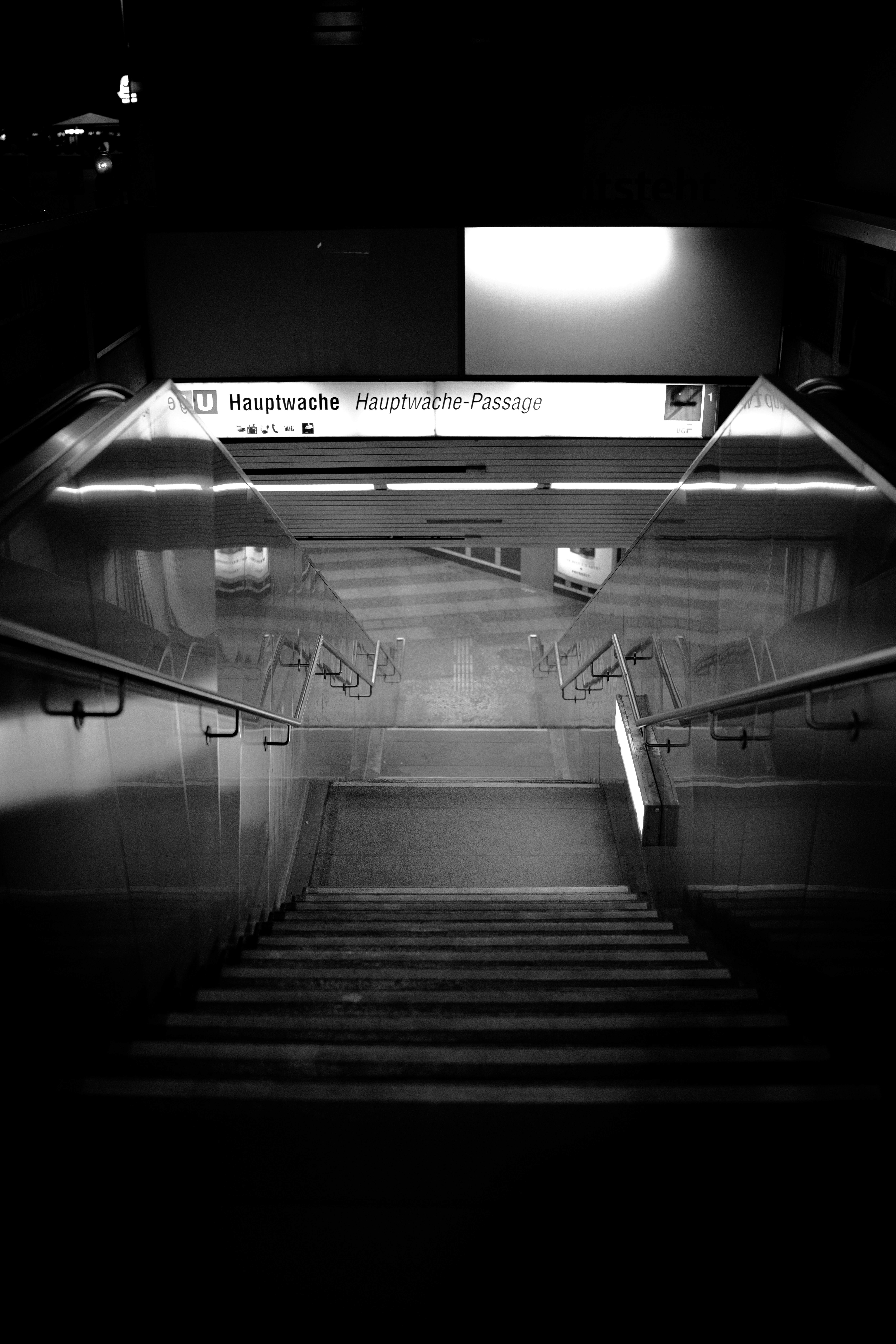 Stairs leading down to the Hauptwache-Passage subway station in Frankfurt am Main