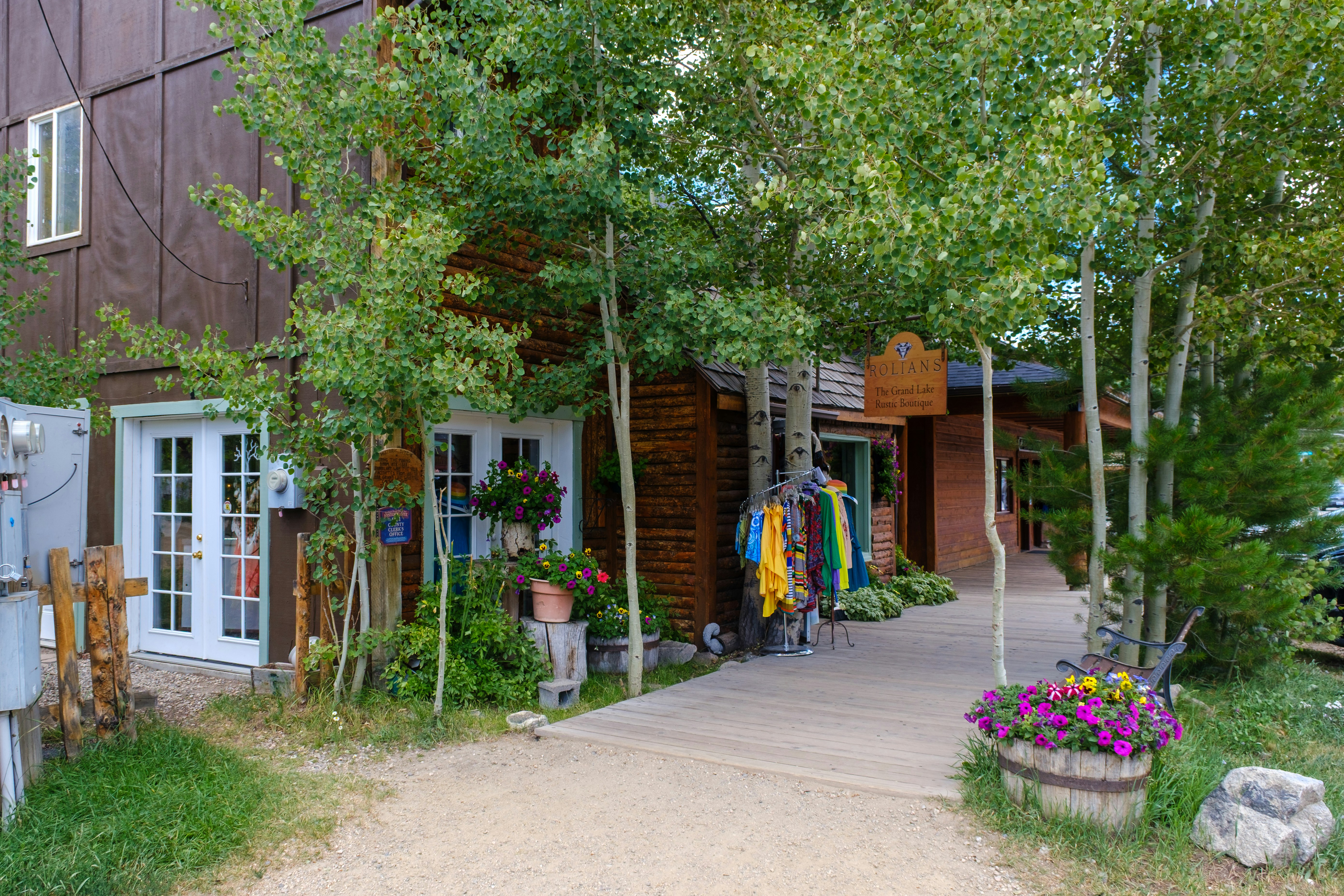 Rustic boutique with a wooden porch