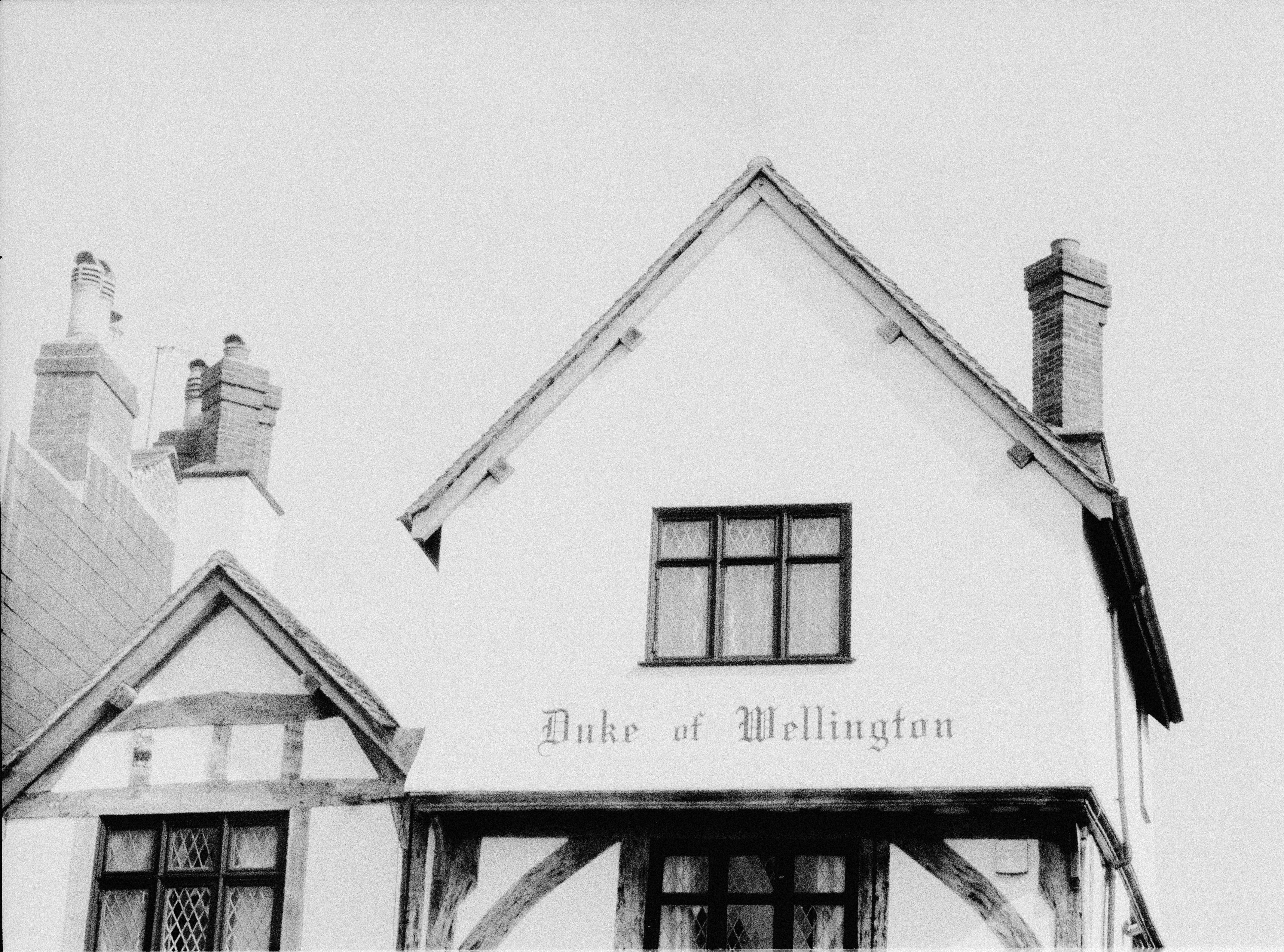A black and white view of a building labeled Duke of Wellington