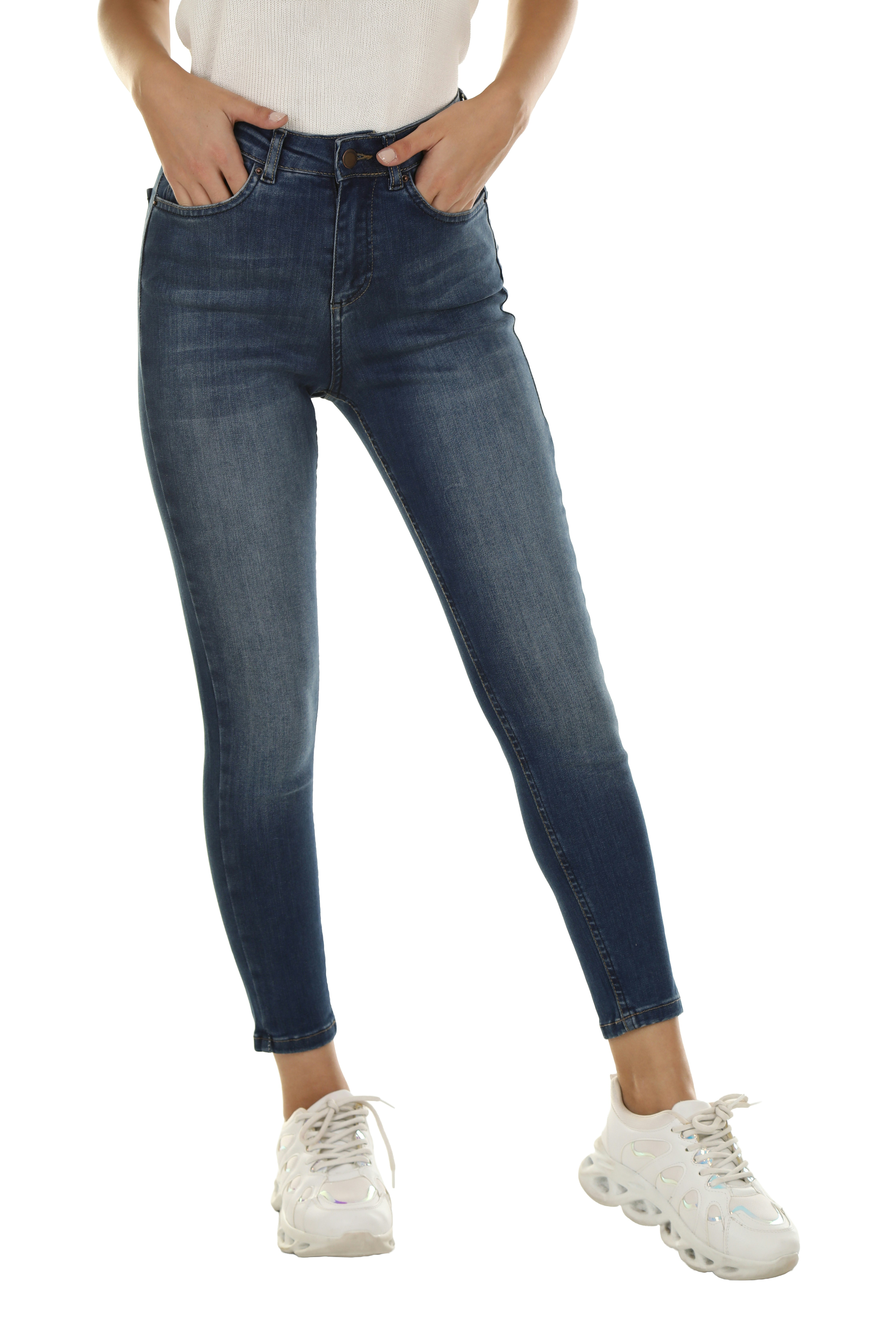 Blue jeans styled with a white top