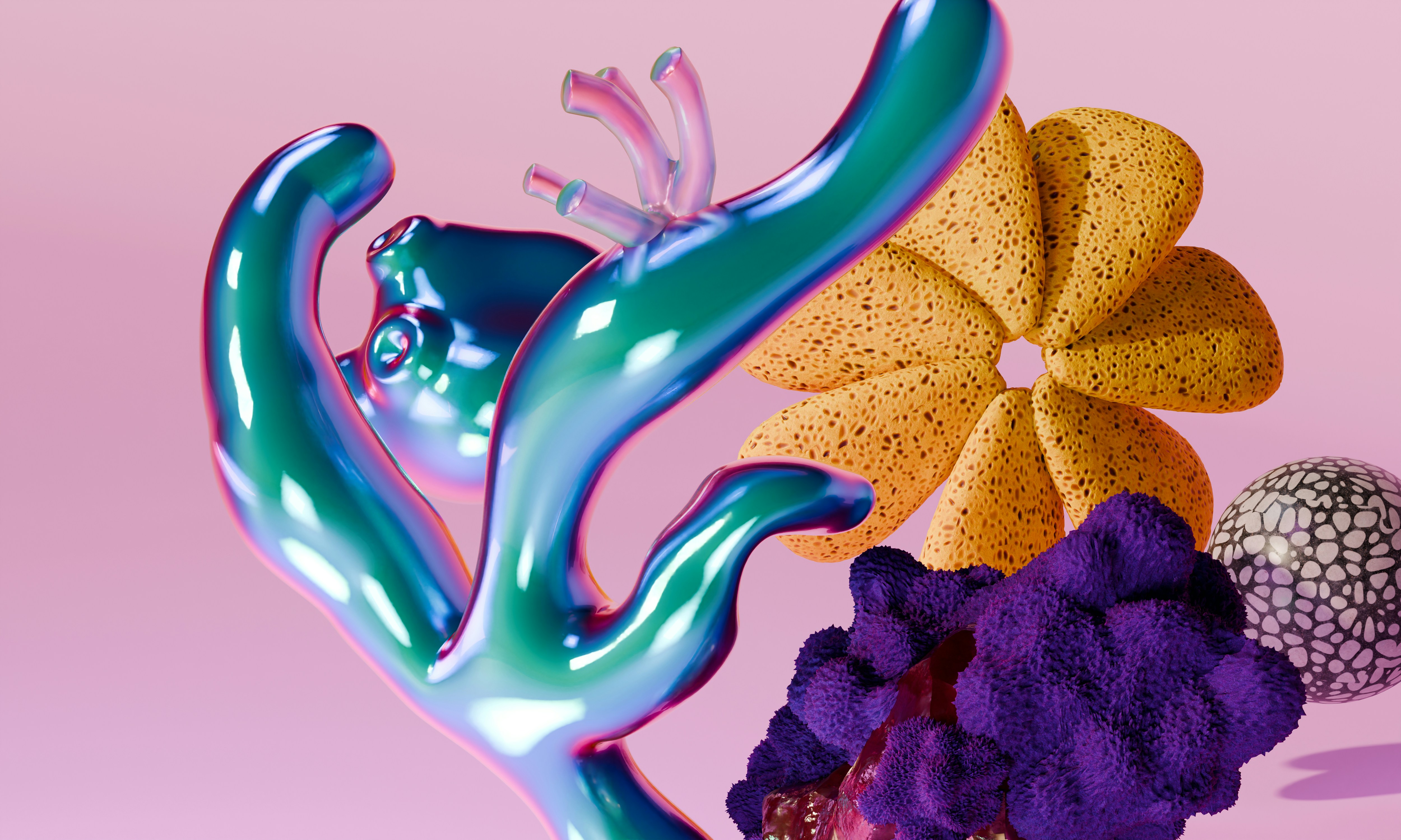 Kleurrijke abstracte 3D-gerenderde vormen