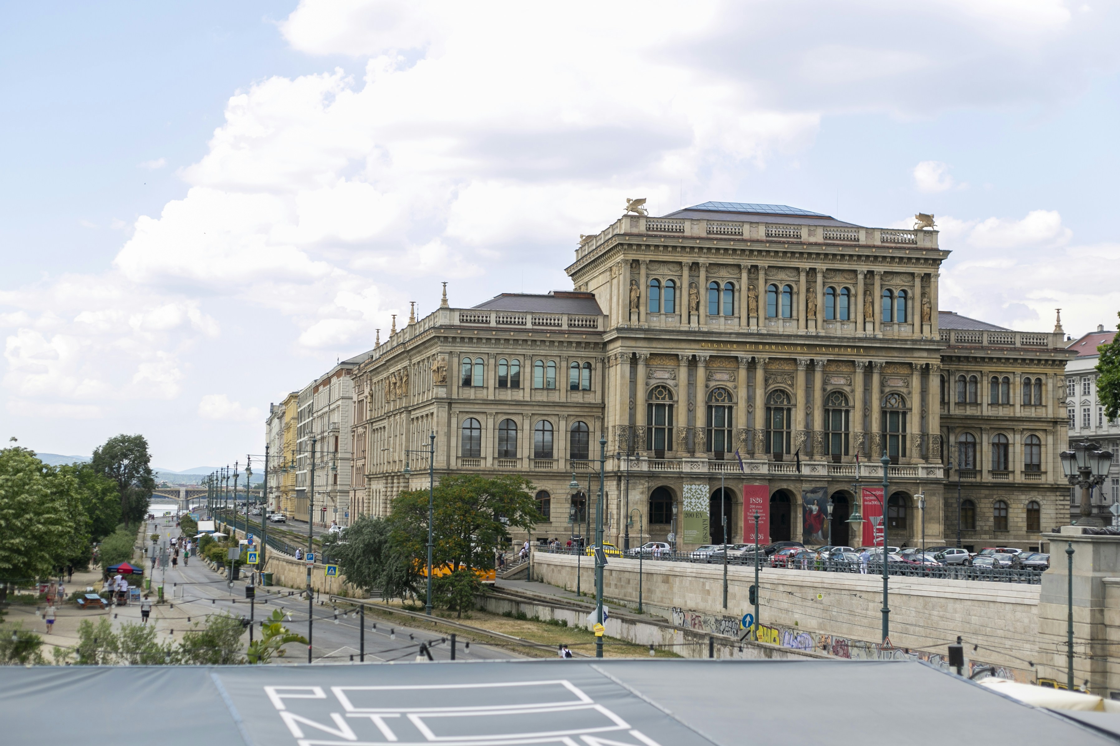 The Hungarian Academy of Sciences building along the Danube river in Budapest